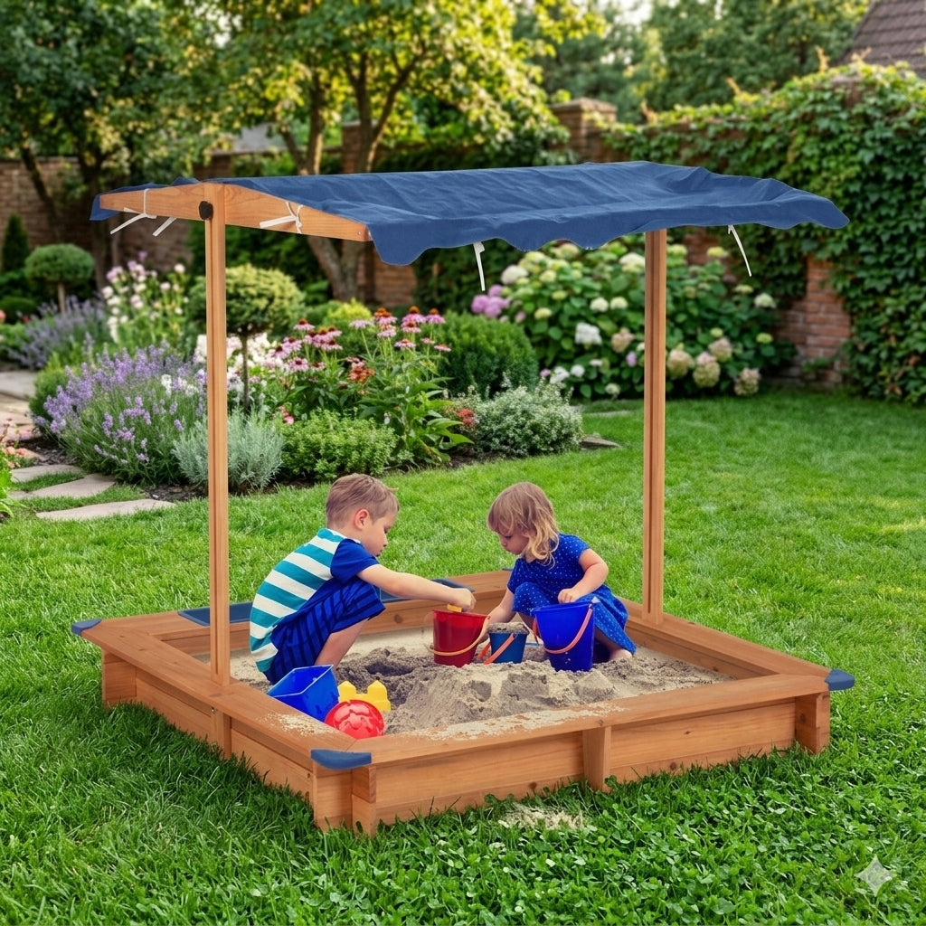 WOODEN SANDBOX WITH GARDEN CANOPY 06700 ADJUSTABLE CANOPY Character/Title none
