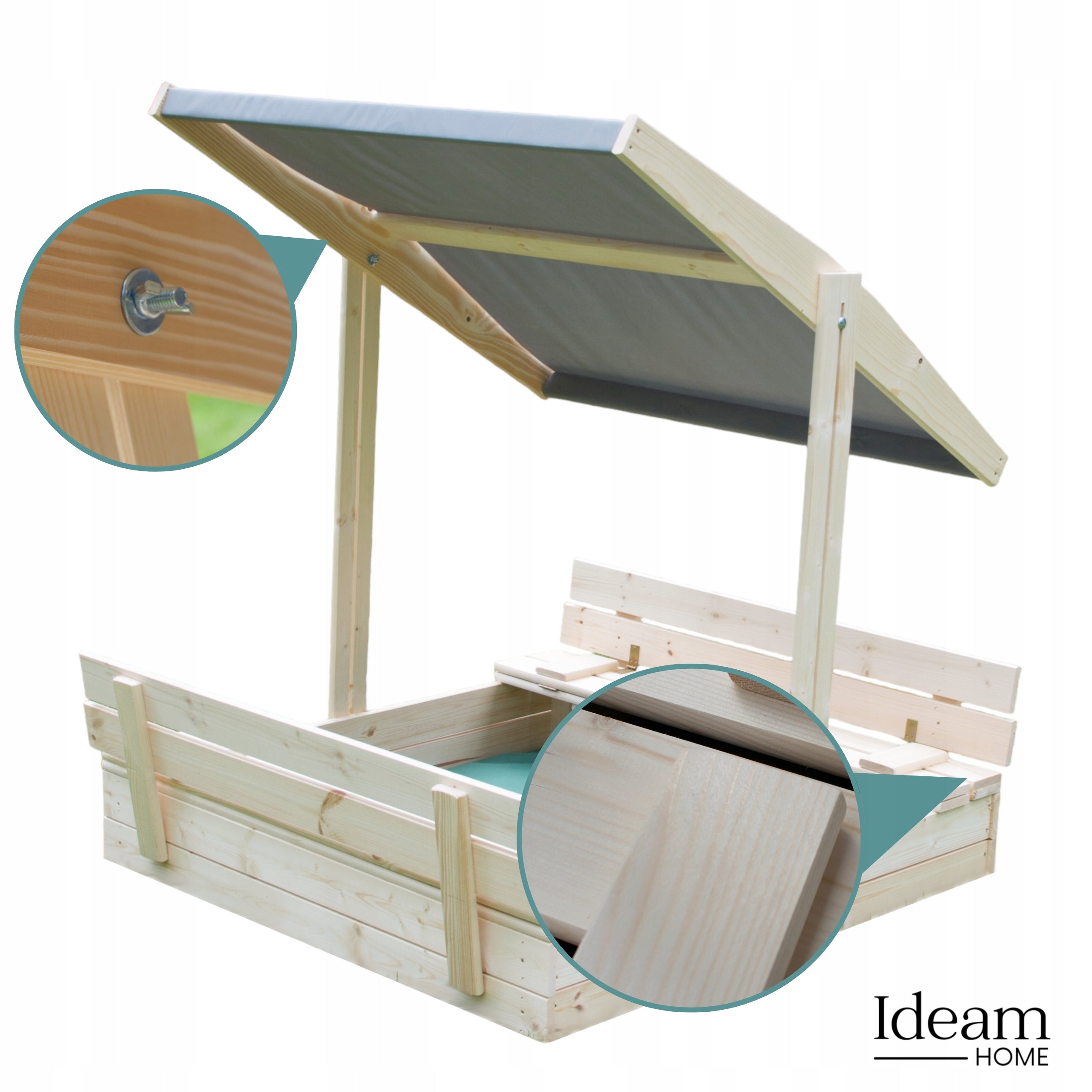 WOODEN SANDBOX, solid, closed, with a roof, 120 cm + freebies Brand no brand