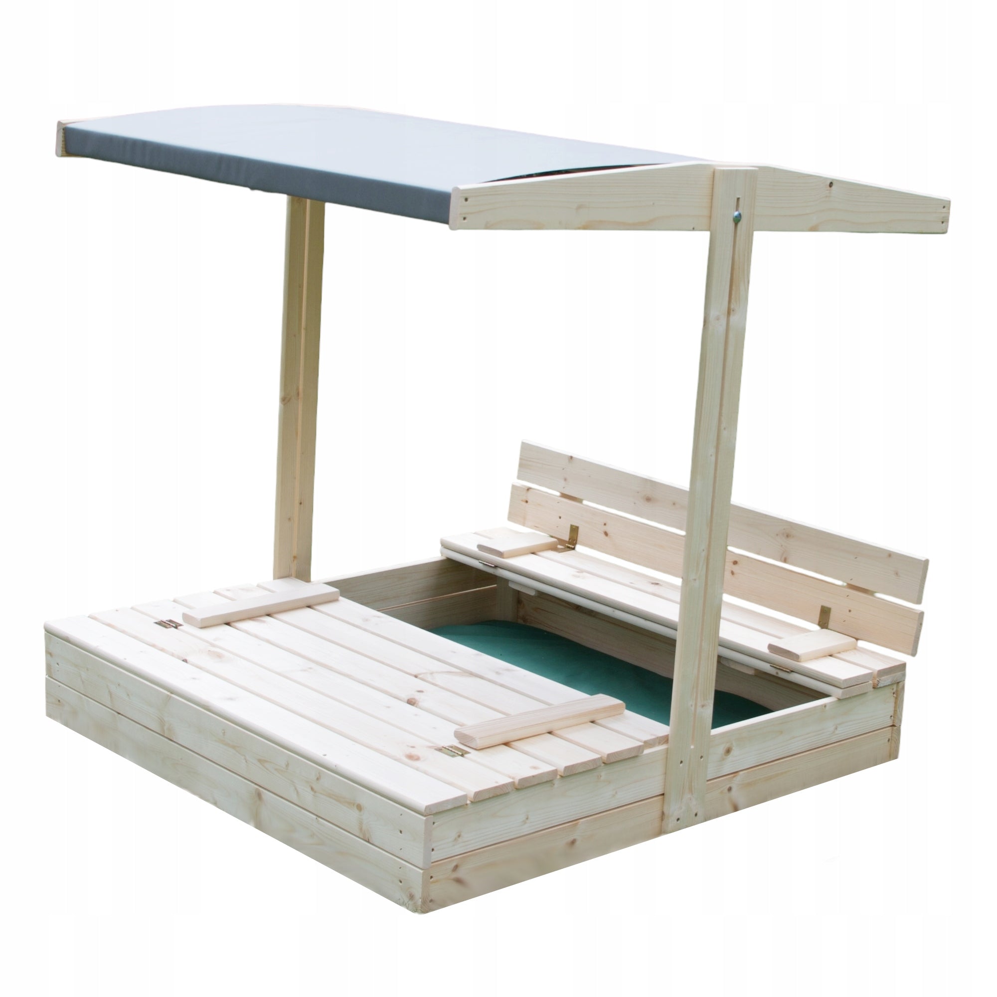 WOODEN SANDBOX, solid, closed, with a roof, 120 cm + freebies Product width 120 cm