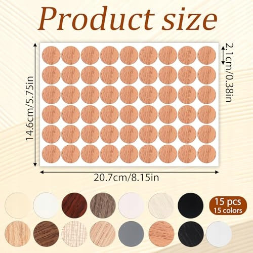 WOODEN SELF-ADHESIVE SCREW STICKERS 16 COLORS 21MM 810 PCS Manufacturer code Bez marki