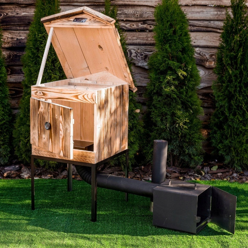 WOODEN SMOKEHOUSE HIGH 70 CM – READY SET WITH FREE FIREPLACE 4XL Manufacturer code WĘDZARNIA GRILL DREWNIANA OGRODOWA 70CM