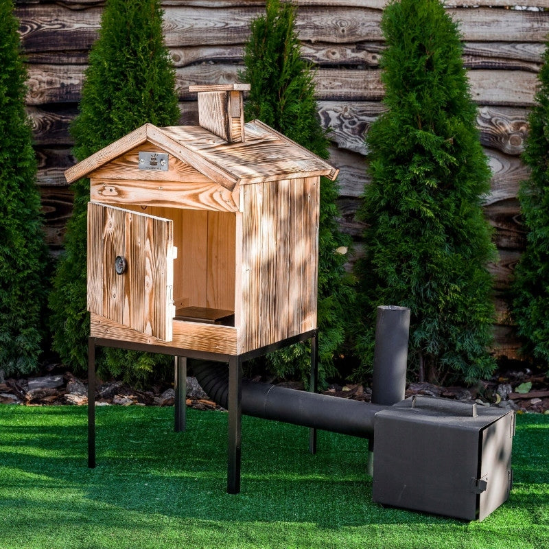 WOODEN SMOKEHOUSE HIGH 70 CM – READY SET WITH FREE FIREPLACE 4XL Packaging status original