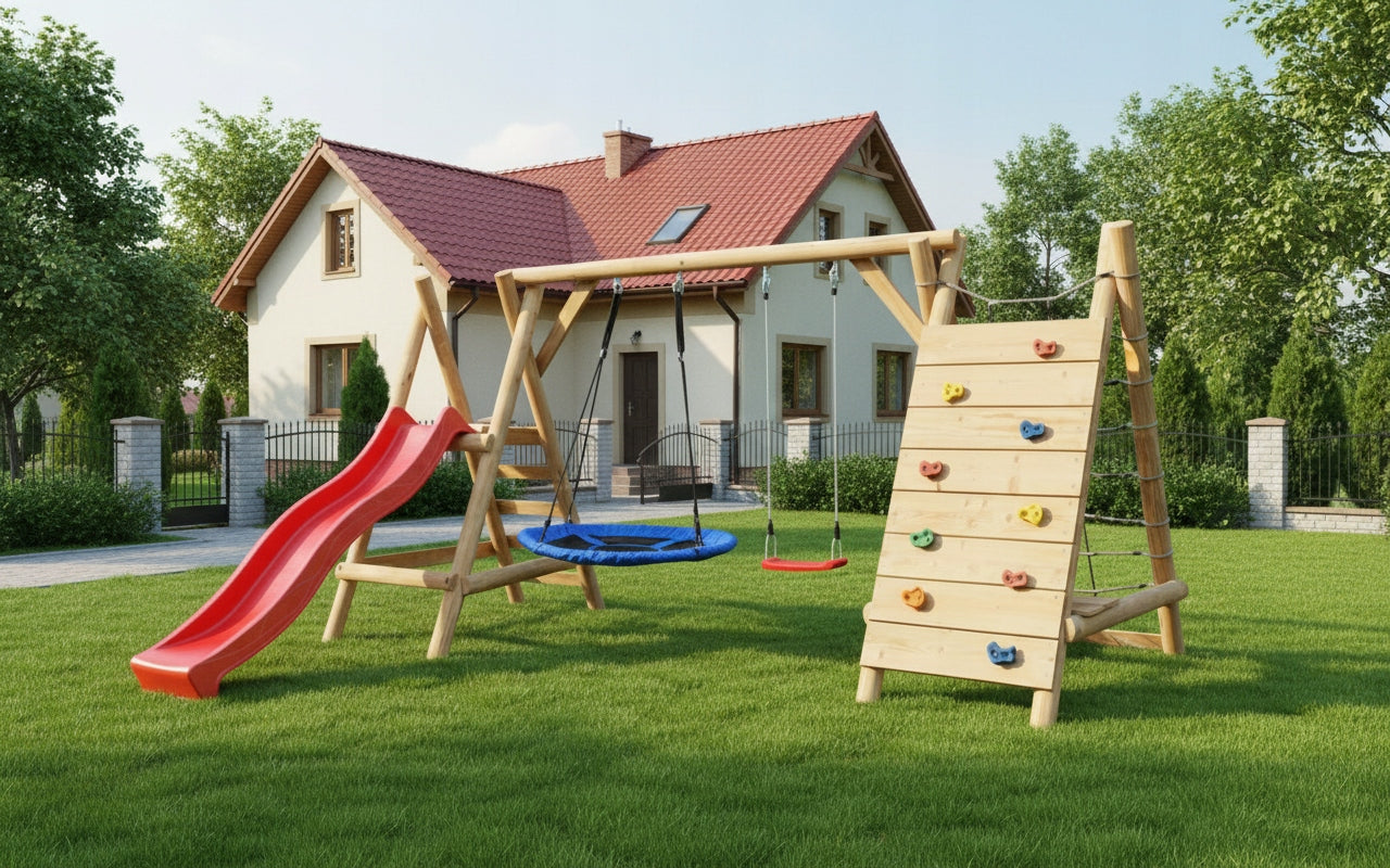 WOODEN SQUARE TOYS FOR GARDEN MEGA STORK NEST SWING IMPREGNATED! Dominant material wood