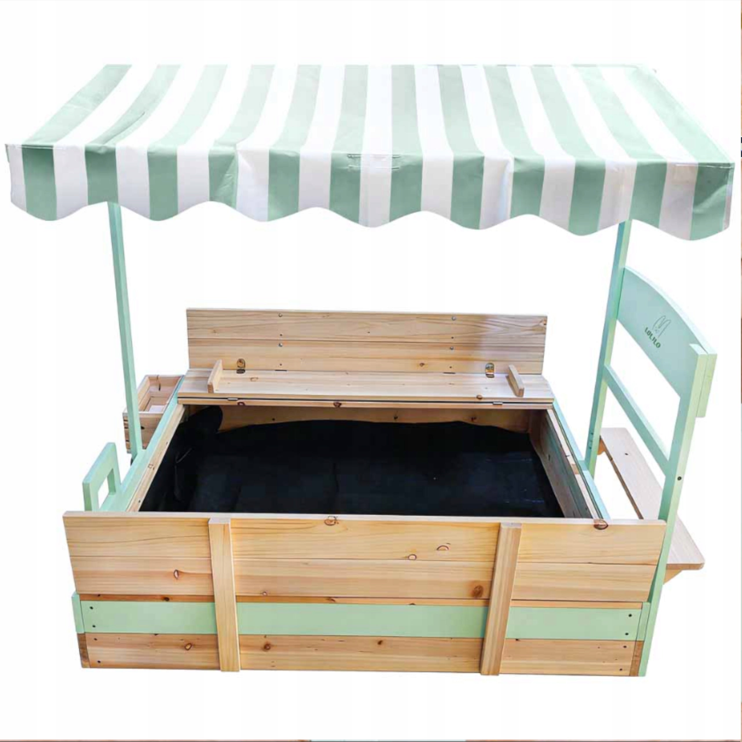 WOODEN Sandbox WITH CANOPY LARGE LOCKABLE BenchES GIFT CHILD'S DAY Packaging status original