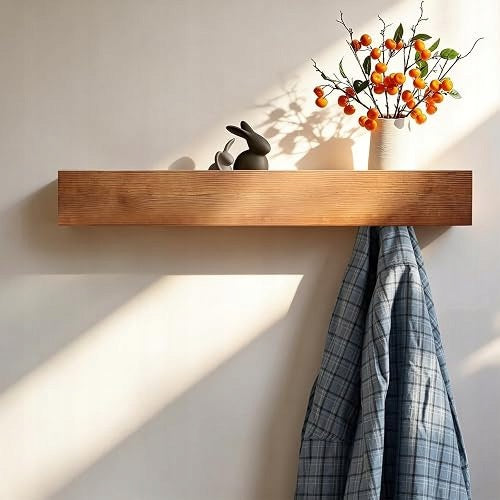 WOODEN WALL HANGER WITH SHELF 8 HOOKS 40CM FOR HALLWAY wooden Brand no brand