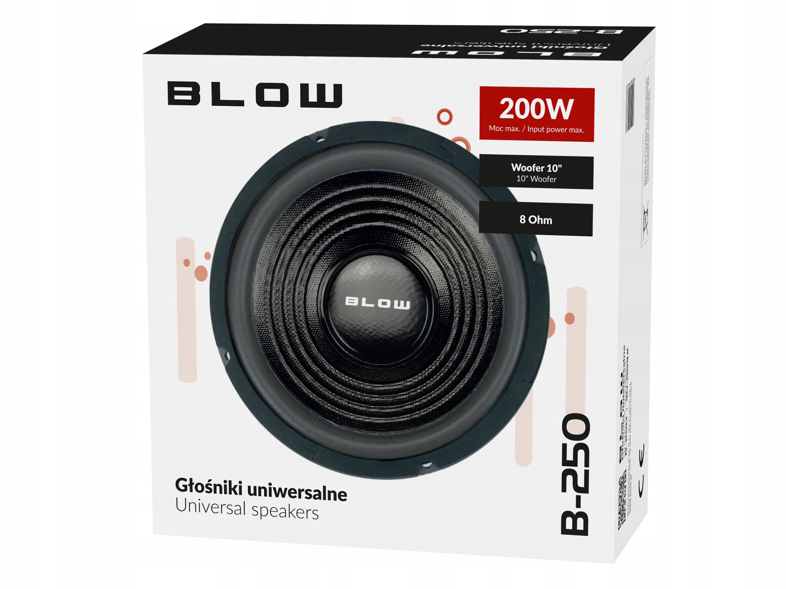 WOOFER BASS SPEAKER B-250 250MM 25CM 200W 10'' 8OHM Manufacturer code 30-553#