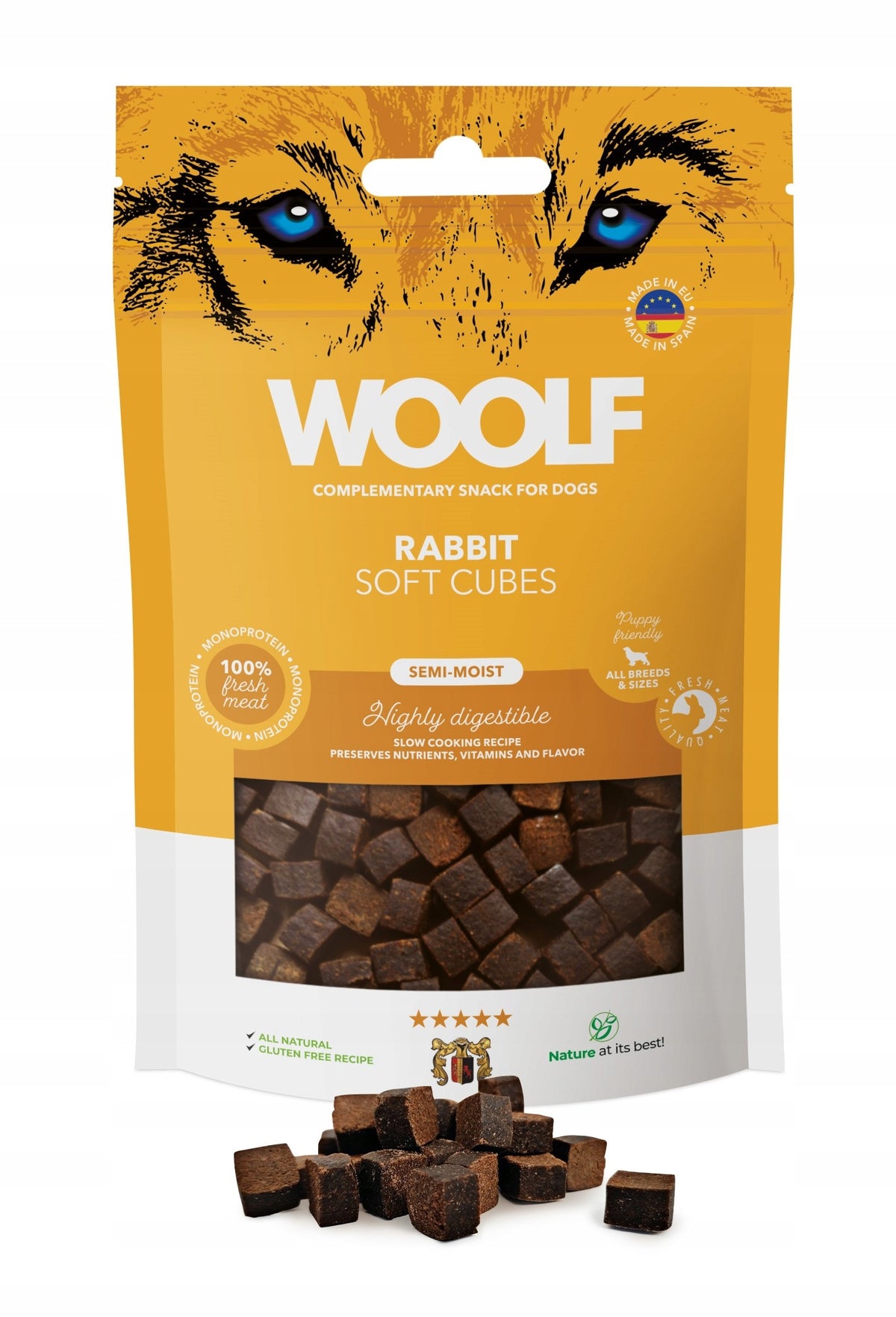 WOOLF Rabbit Cube Treat for Dogs 100g