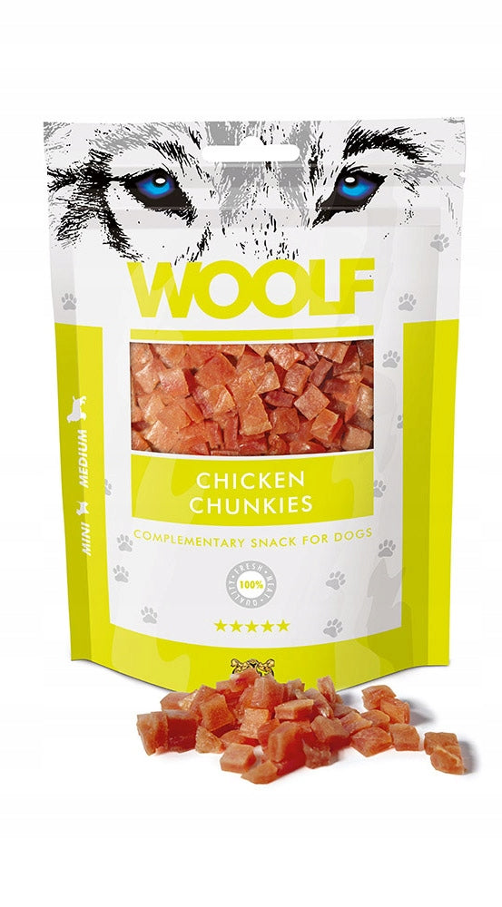 WOOLF SOFT CHICKEN CHUNKIES Dog Treat Delicate Chicken Cubes 100g