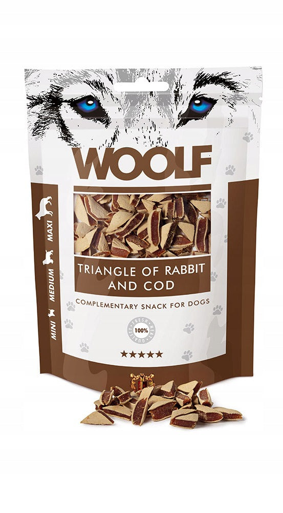 WOOLF TRIANGLE OF RABBIT COD Dog Treat with Rabbit and Cod 100g