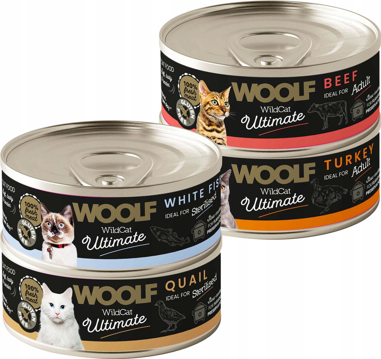 WOOLF WildCat Ultimate Adult Turkey Wet Cat Food - Turkey Flavor, 85g Can Brand Woolf