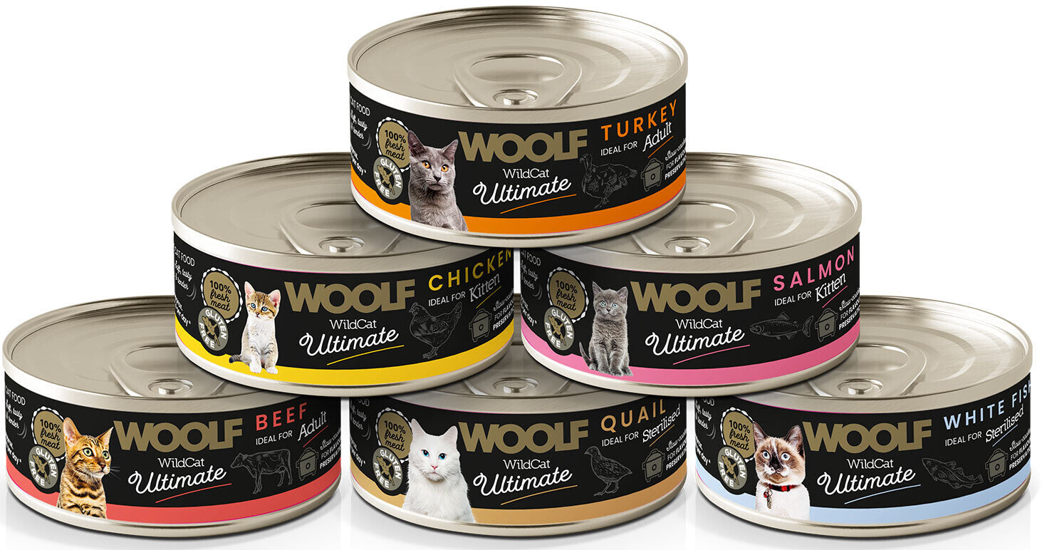 WOOLF WildCat Ultimate Adult Turkey Wet Cat Food - Turkey Flavor, 85g Can EAN (GTIN) 8594178557371