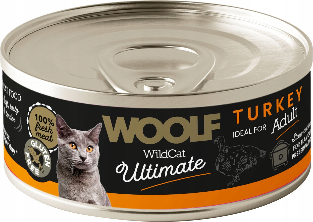 WOOLF WildCat Ultimate Adult Turkey Wet Cat Food - Turkey Flavor, 85g Can