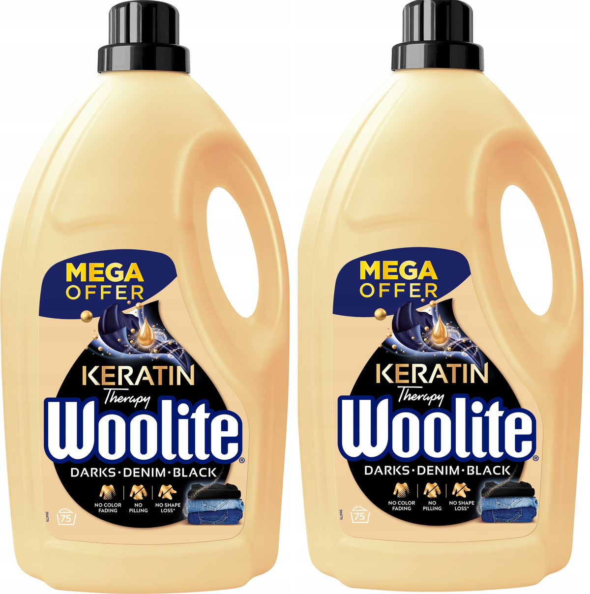 WOOLITE DARK JEANS WASHING LIQUID BLACK FABRIC CLOTHES WITH CREATINE 2x4,5L
