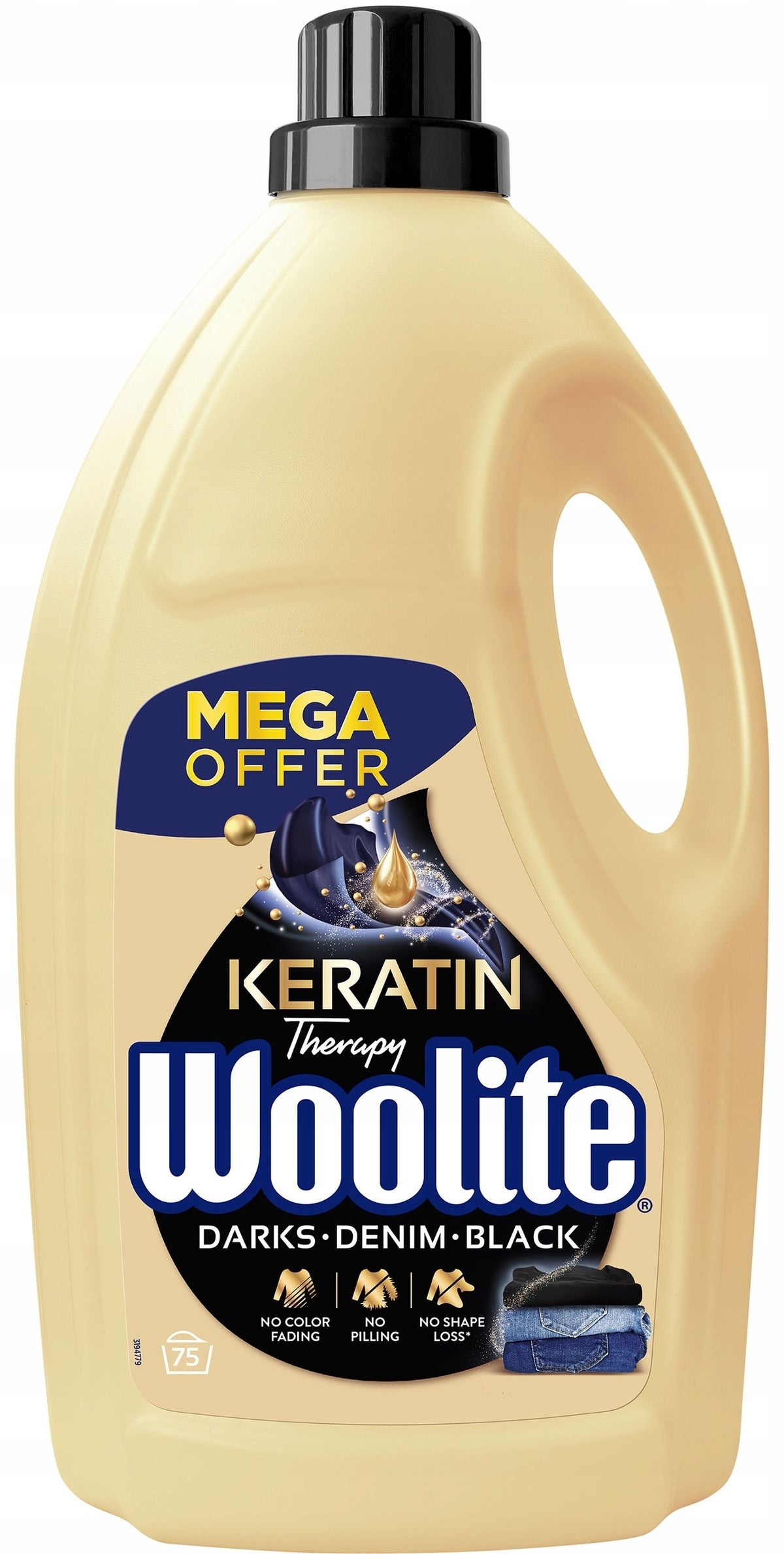 WOOLITE DARKS DENIM WASHING LIQUID BLACK KREATIN THERAPY 4,5 L/ 75 WASHES