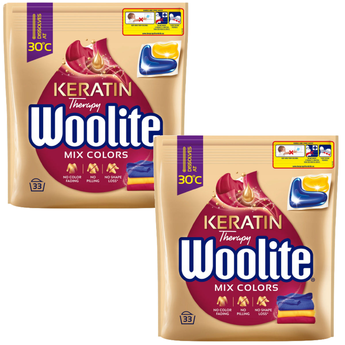 WOOLITE MIX COLORS COLOR WASHING CAPSULES 2x 33 PIECES