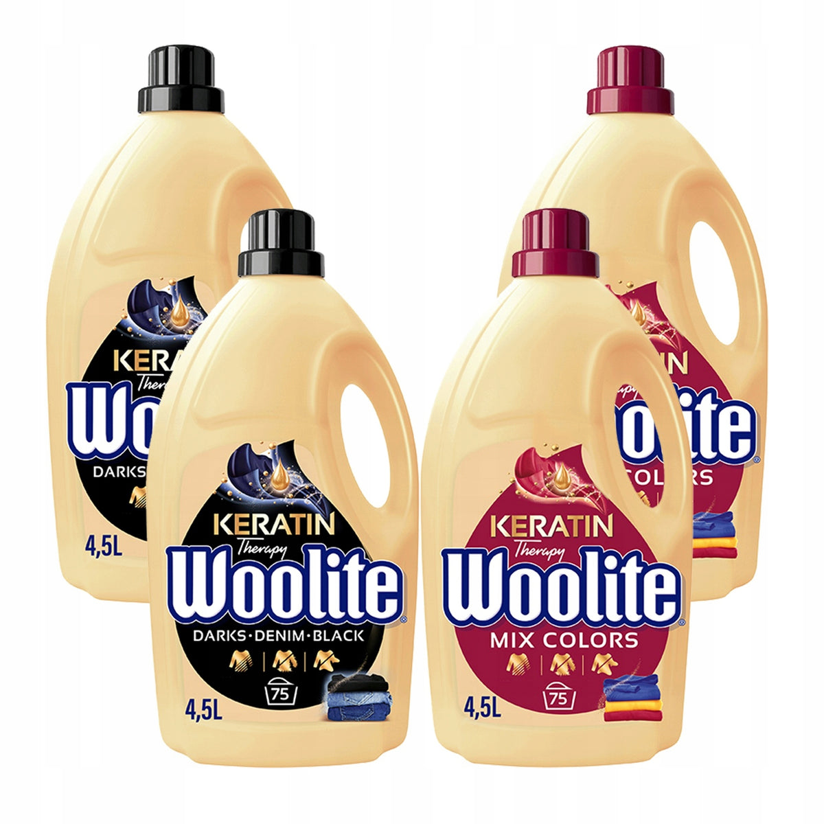 WOOLITE SET MIX WASHING LIQUID BLACK AND COLOR STOCK 4X 4.5L
