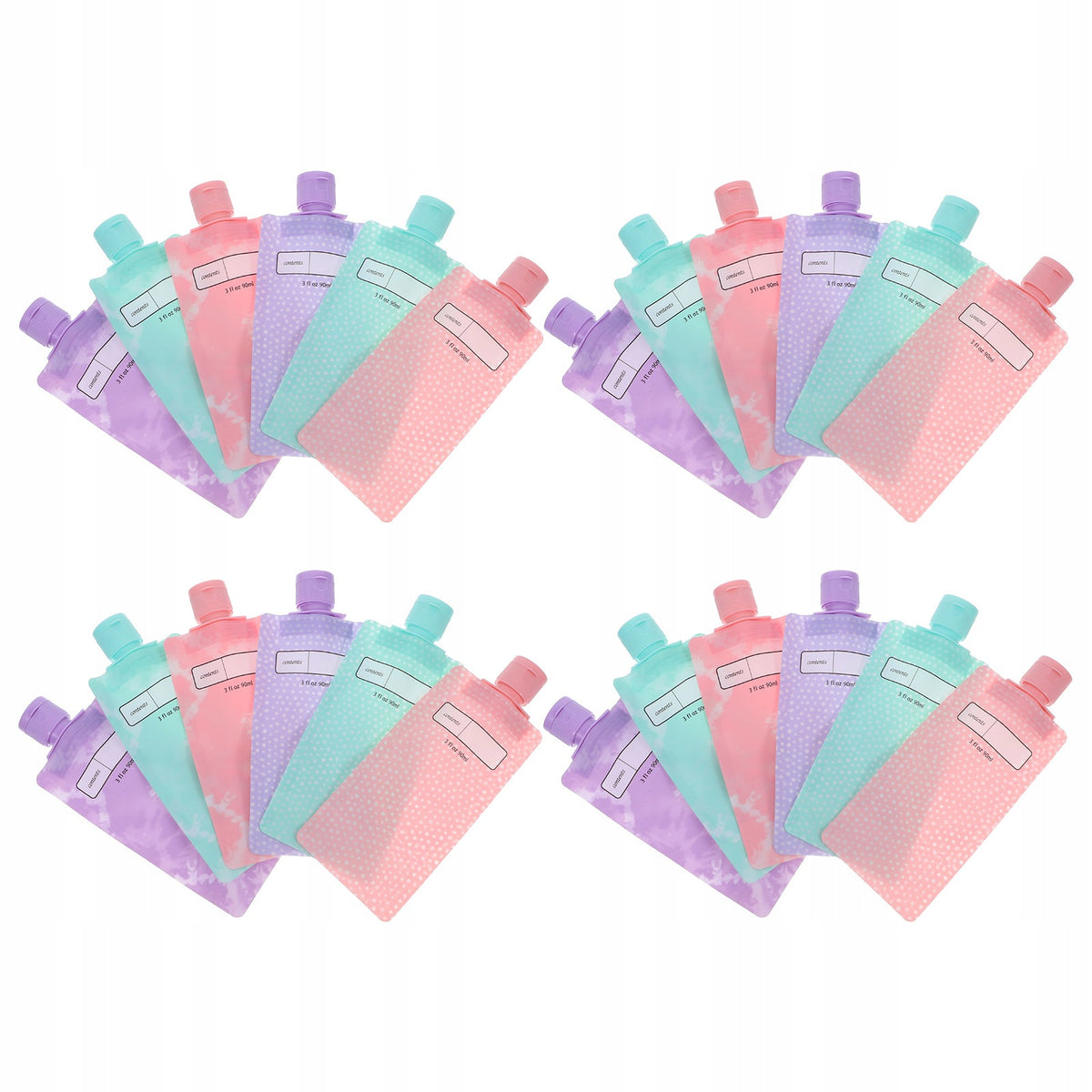 WORECZKI DO KOSMETYKÓW 90 ML DO WIELOKROTNEGO NAPEŁNIANIA 24 SZTUKI Color multicolor