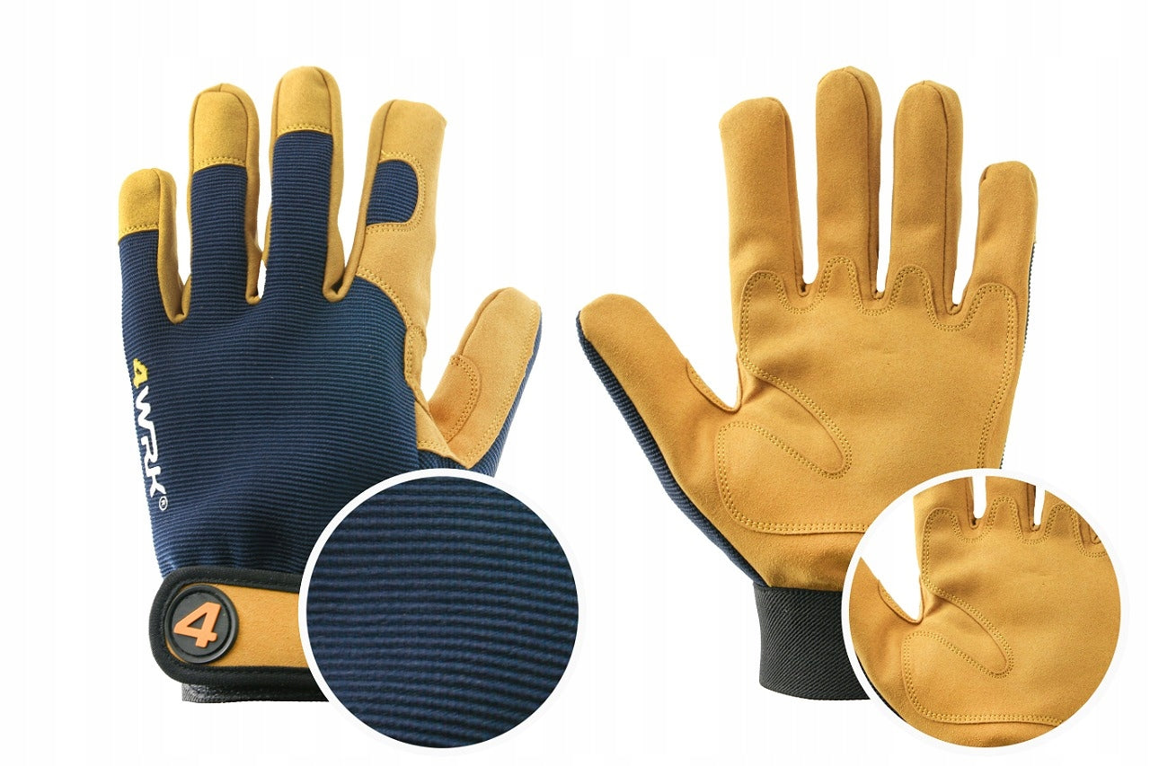 WORK GLOVES MECHANICAL LEATHER GLOVES REINFORCED WITH VELCRO XL