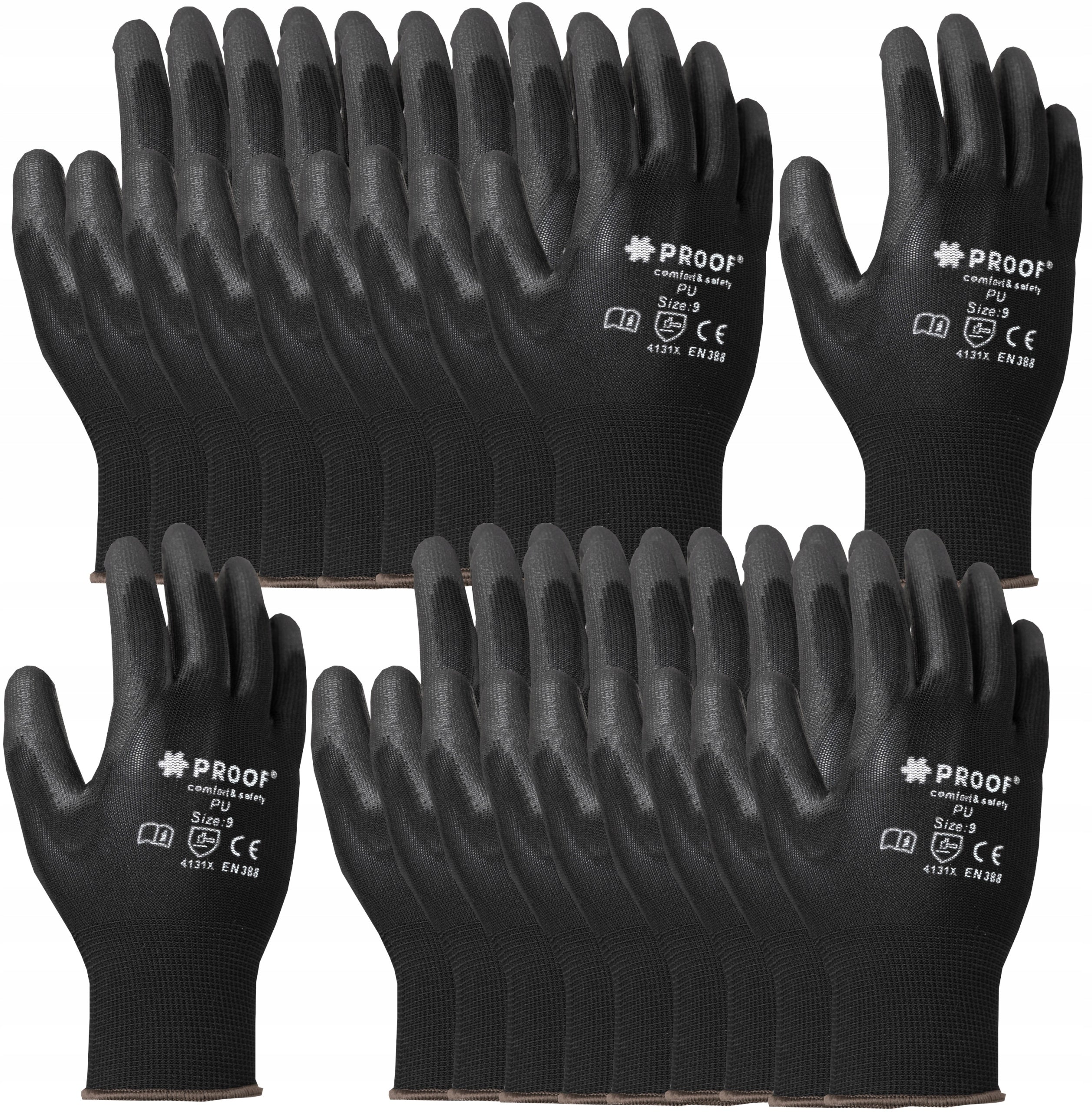 WORK GLOVES OCCUPATIONAL HEALTH AND SAFETY GLOVES size.7 BLACK 10 pairs