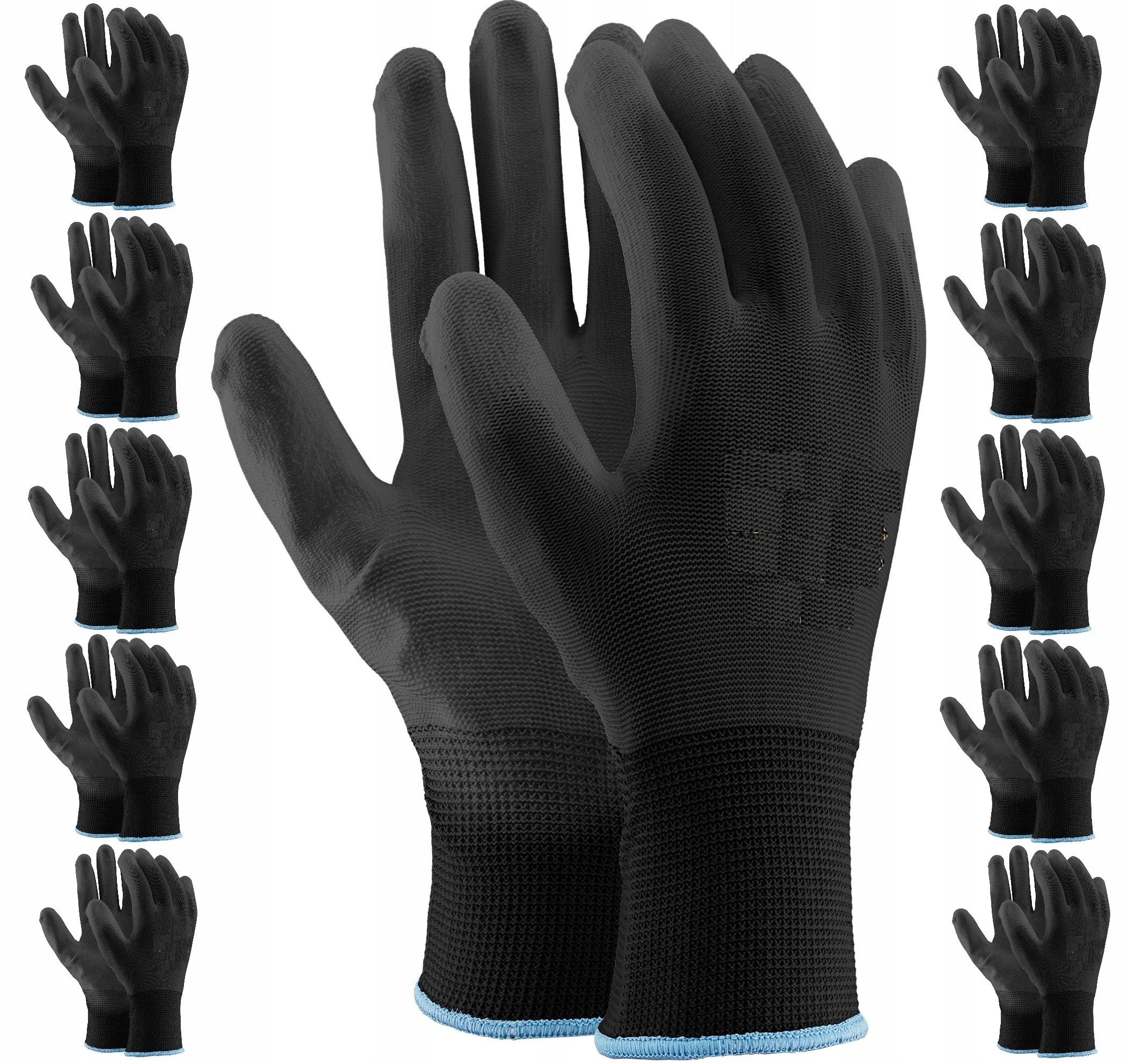 WORK GLOVES POLYURETHANE PU POLIUR 10 PAIRS COATED GLOVES BLACK Manufacturer code 5907269097664