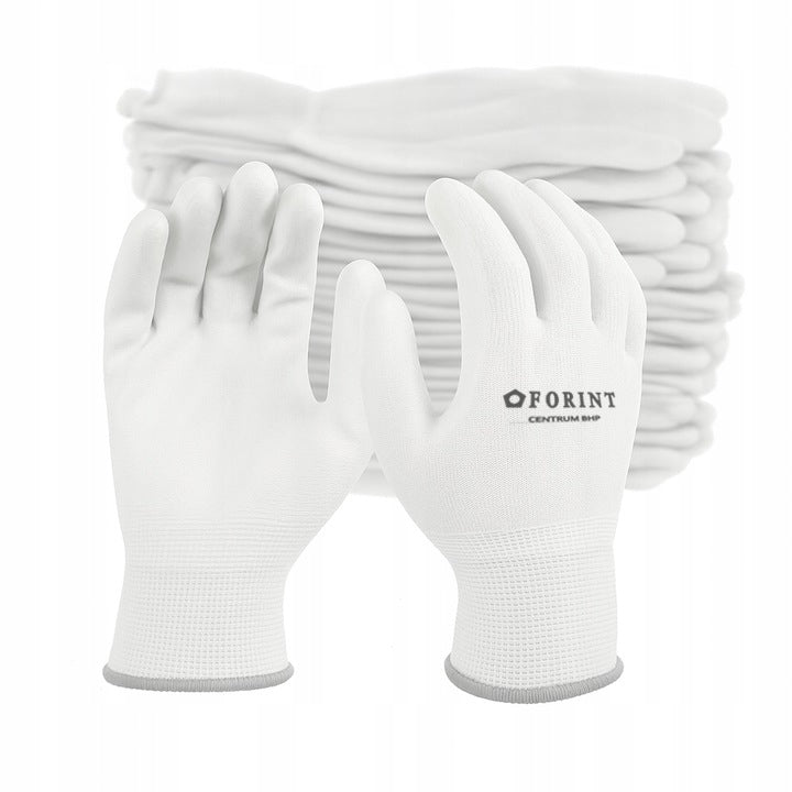 WORK GLOVES PROTECTIVE GLOVES POLYURETHANE WHITE PU POLIUR 12 PAIRS