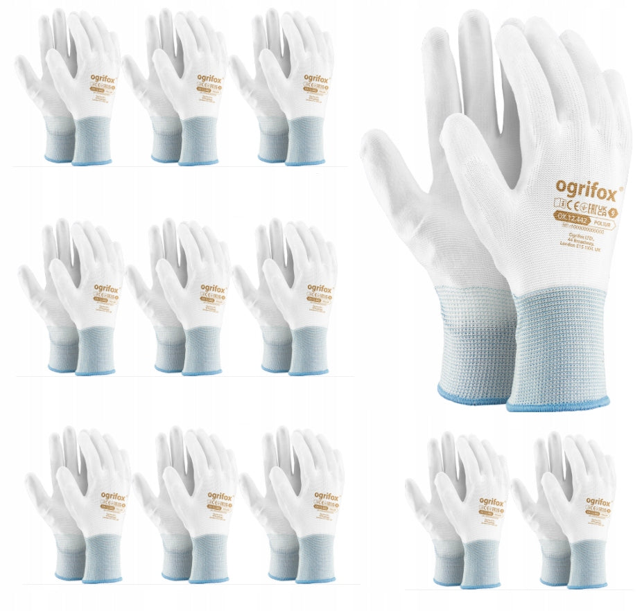WORK GLOVES protective gloves white DURABLE Ogrifox 12 PAIRS EAN (GTIN) 5904610431665