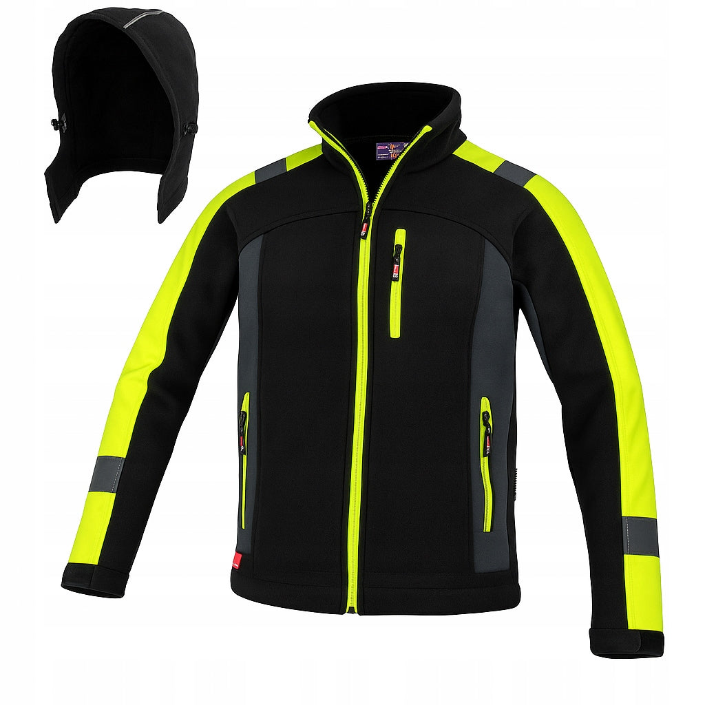 WORK JACKET softshell work REFLECTIVE warning with hood