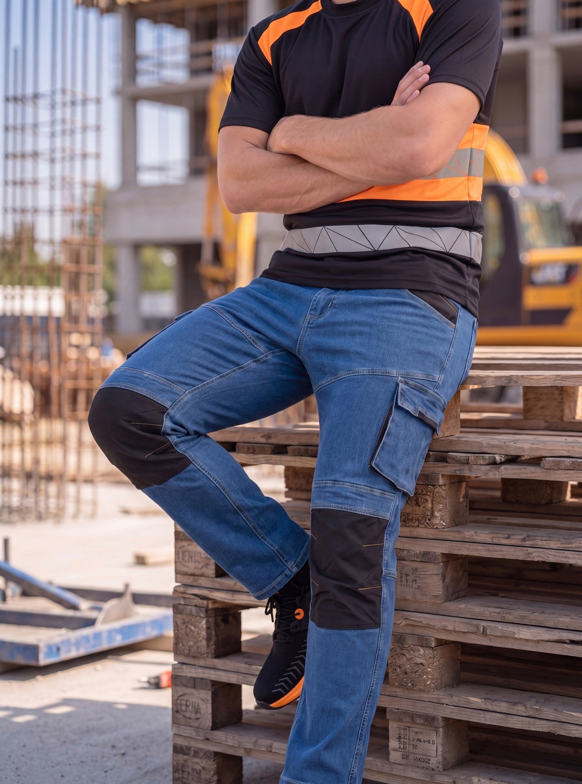 WORK Pants JEANS Men's Health & Safety Protective STRONG ELASTIC FITTING Manufacturer code Spodnie ROBOCZE Męskie BHP24-SP-04-BL-S