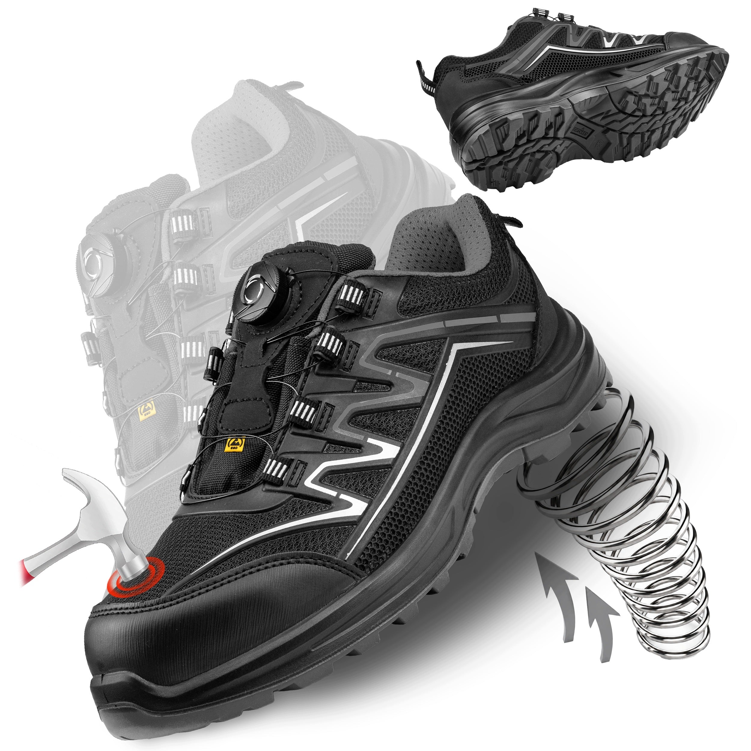 WORK SHOES MEN'S SPORTS SHOES BREATHABLE BOA S1 ESD WITH TOE CAP
