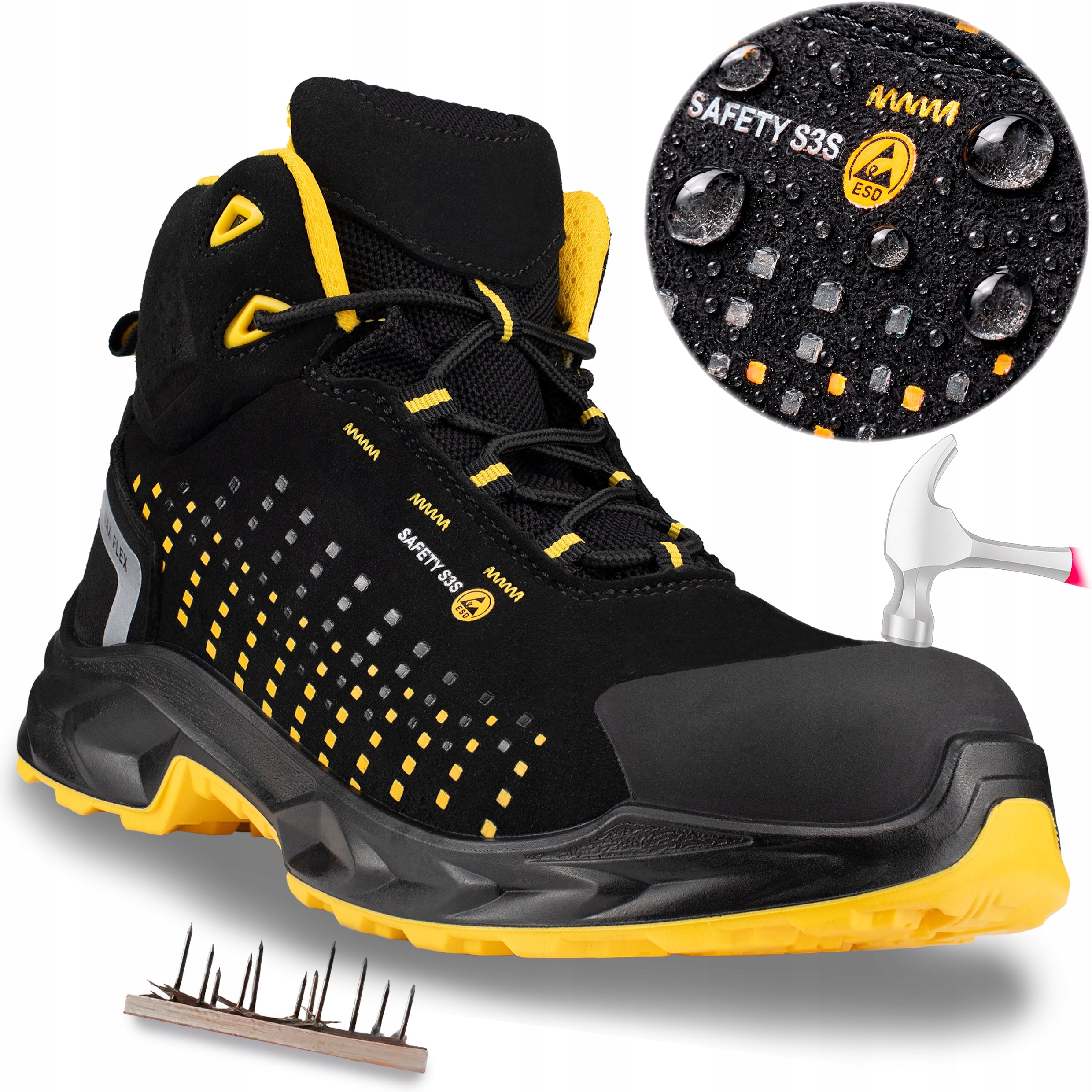 WORK SHOES S3 MEN'S HIGH SAFETY SHOES LIGHTWEIGHT COMFORTABLE WITH TOE