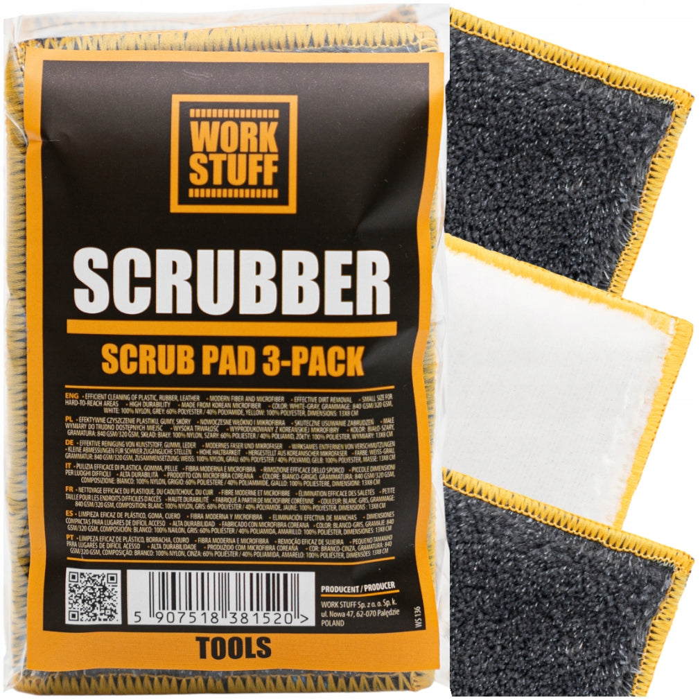 WORK STUFF SCRUBBER PAD 3-PACK CAR INTERIOR CLEANING PAD SET