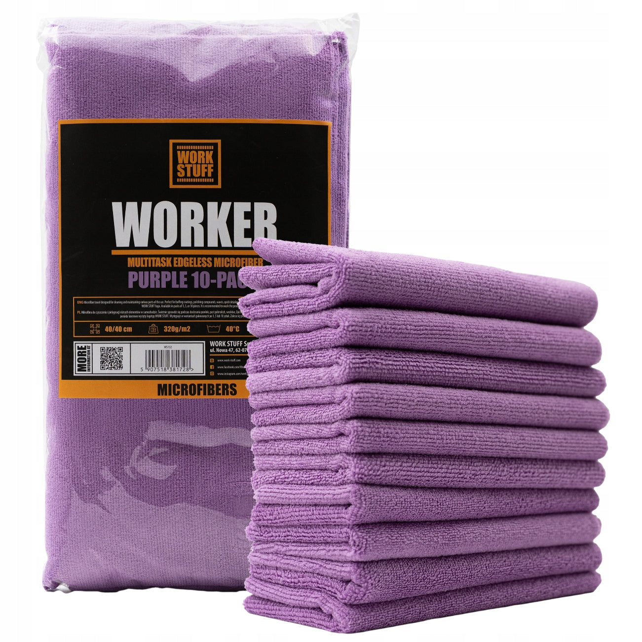 WORK STUFF WORKER 10-PACK SET OF 10x VERSATILE SEAMLESS MICROFIBERS