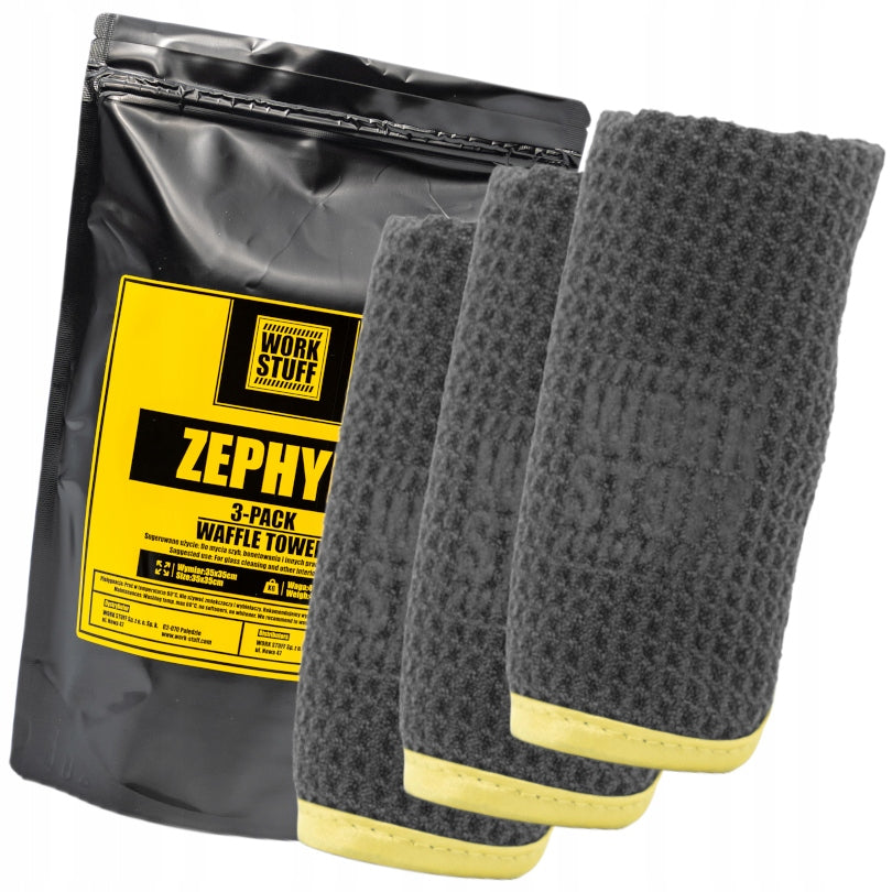 WORK STUFF Zephyr Waffle Towel 3-Pack 3x Microfiber Window Cleaner
