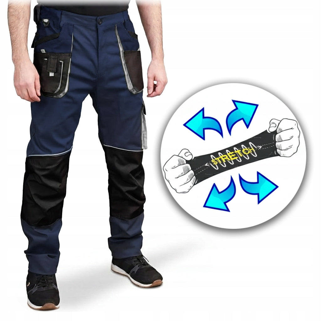 WORK TROUSERS MEN'S ELASTIC TROUSERS REINFORCED STRETCH TO THE WAIST Season spring/fall