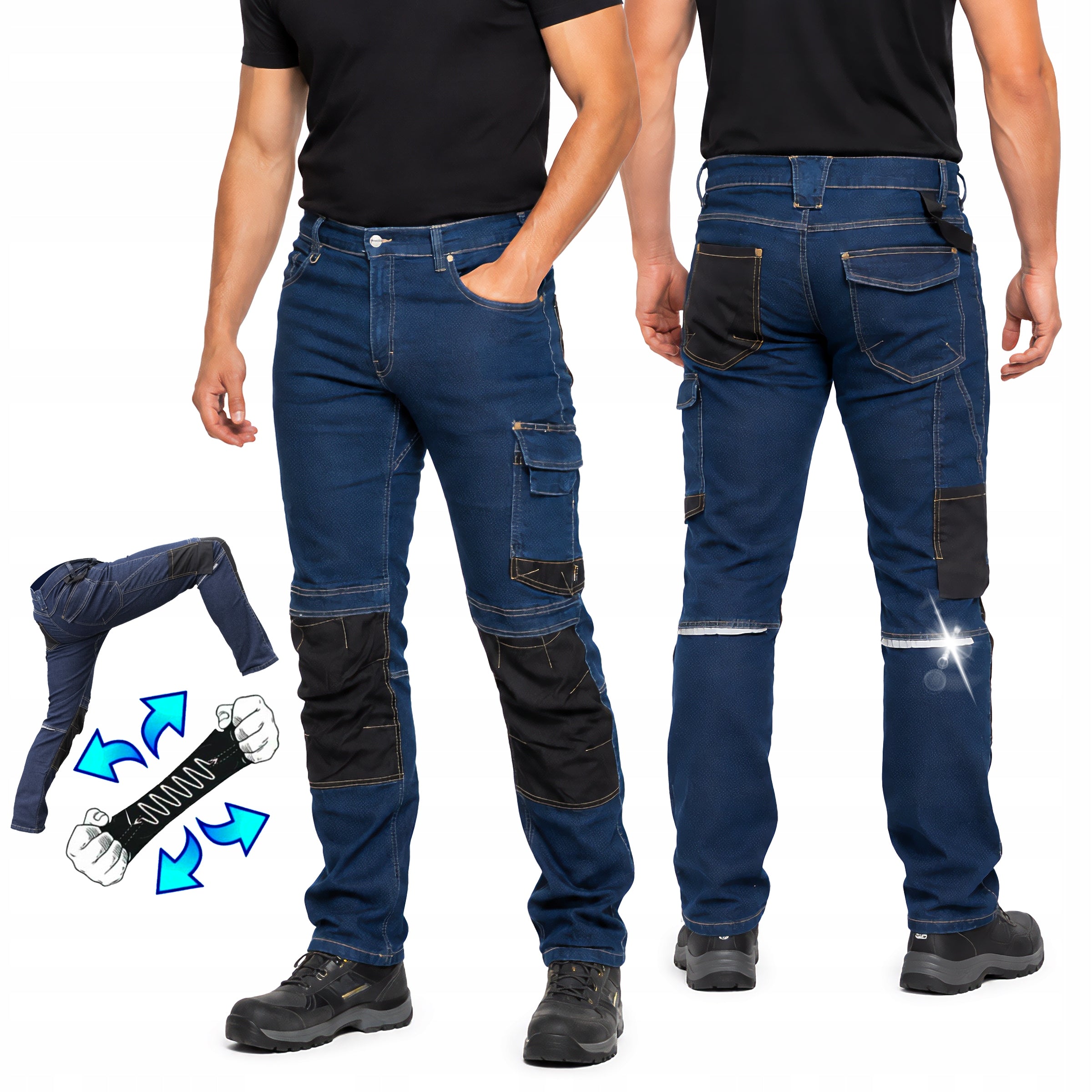 WORK TROUSERS MEN'S JEANS TO BELT ELASTIC STRETCH TROUSERS STRONG SUMMER