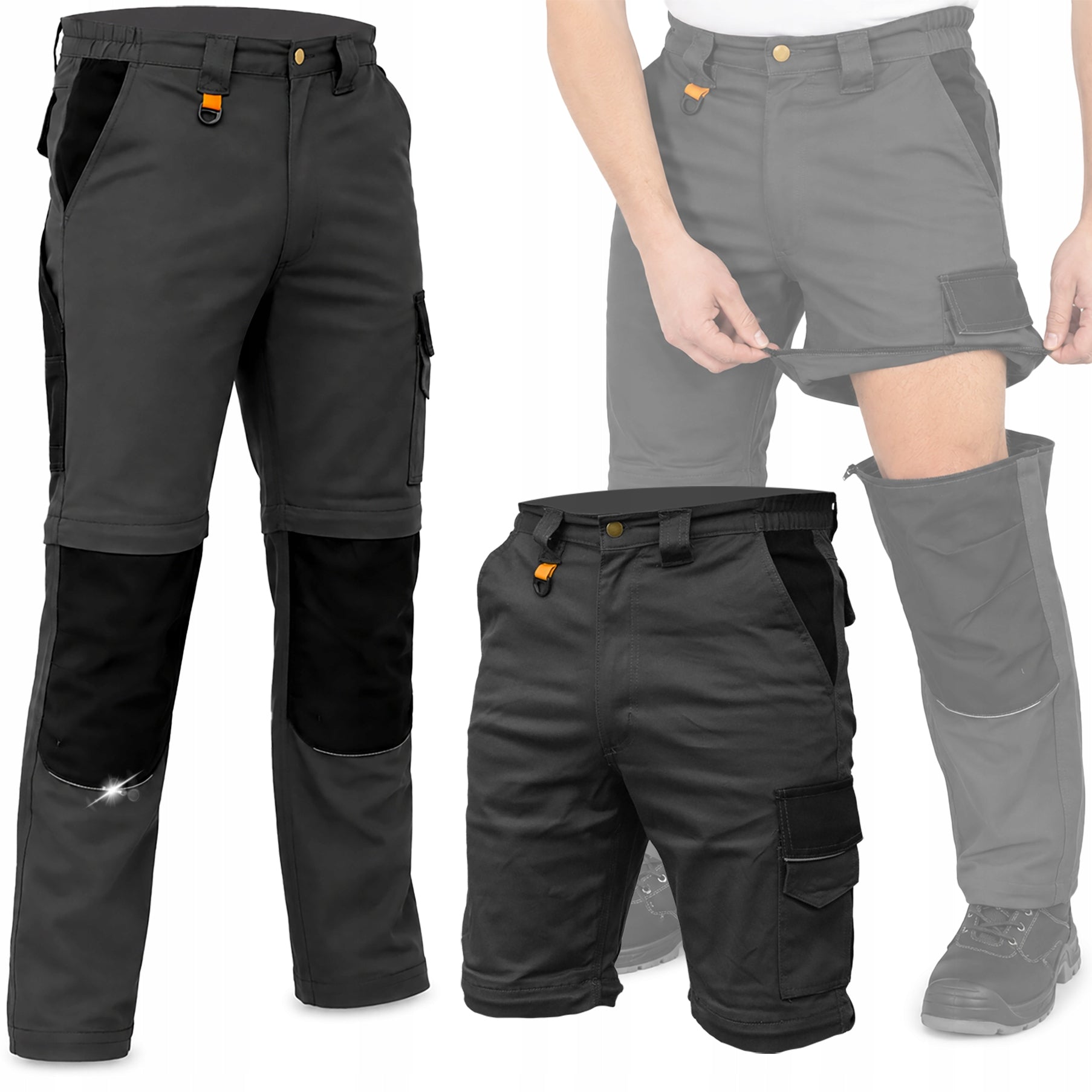 WORK TROUSERS MILITIA REMOVABLE LEGS ELASTIC SUMMER SHORTS