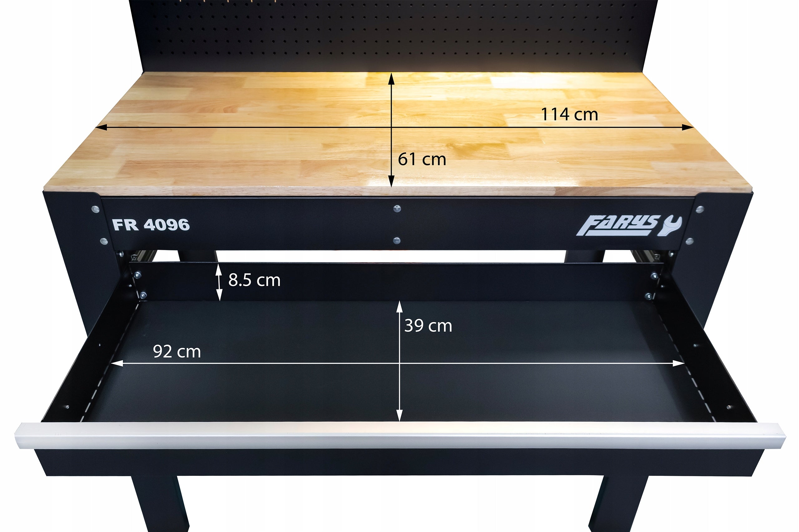 WORKBENCH TOOL CABINET EXTENSION LED GARAGE FARYS + 20 HOOKS Product width 114 cm