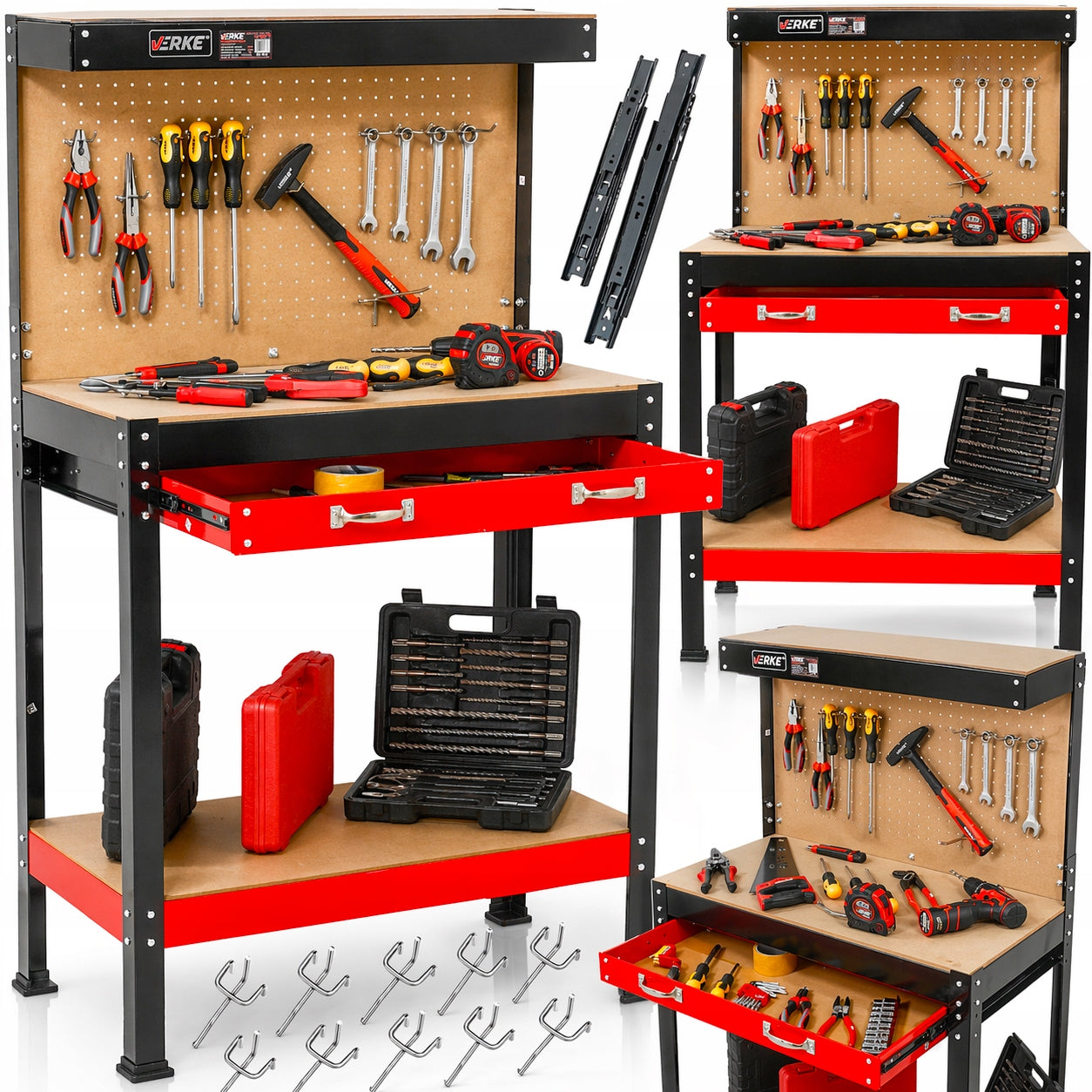 WORKBENCH TOOL FOR GARAGE WORKSHOP COUNTERTOP + HOOKS