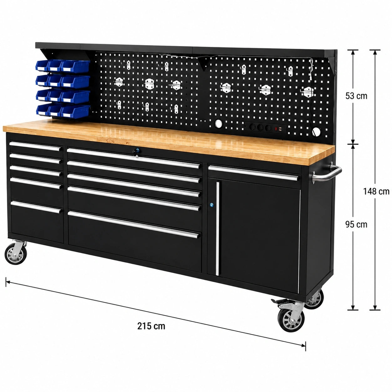 WORKBENCH TOOL TROLLEY LITTER BOX CABINET 215cm XXL LED STRIP 230V Manufacturer code L6213