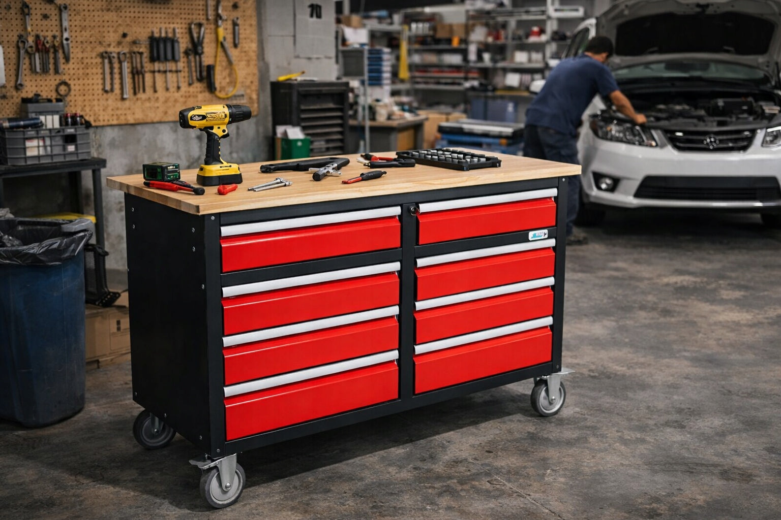 WORKBENCH WITH 8 DRAWERS | WOODEN TOOL CABINET TOP FARYS Brand Farys