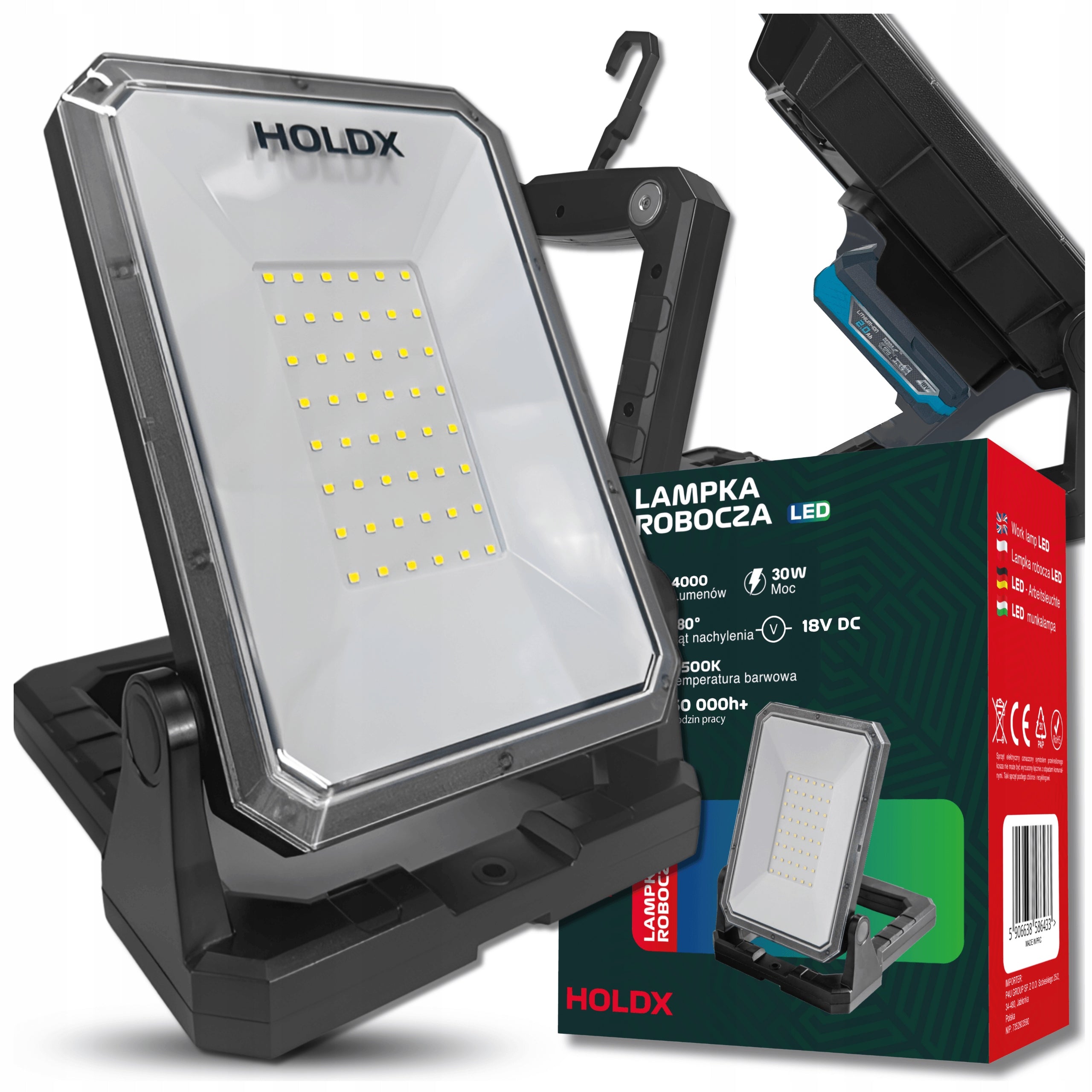 WORKING LAMP HALOGEN LED FOR DREADLOCK WITH USB 6500K PORTABLE CONSTRUCTION STRONG
