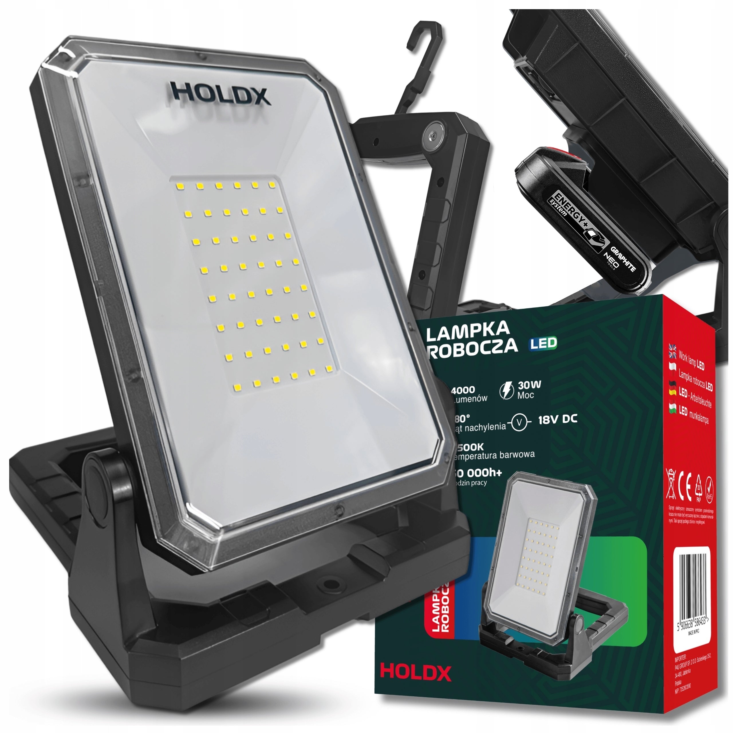 WORKING LAMP HALOGEN LED FOR GRAPHITE WITH USB 6500K PORTABLE CONSTRUCTION STRONG