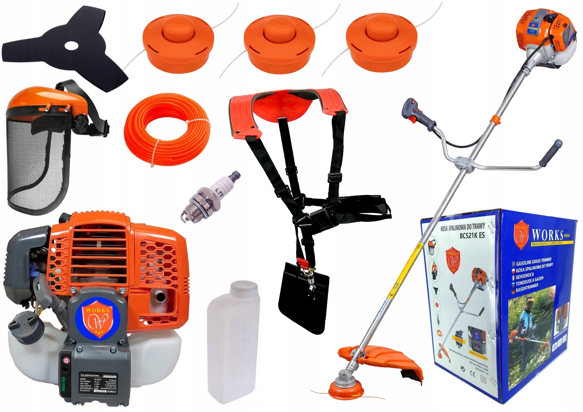 WORKS combustion cutter trimmer with electric start 5.2KM 30cm +stock