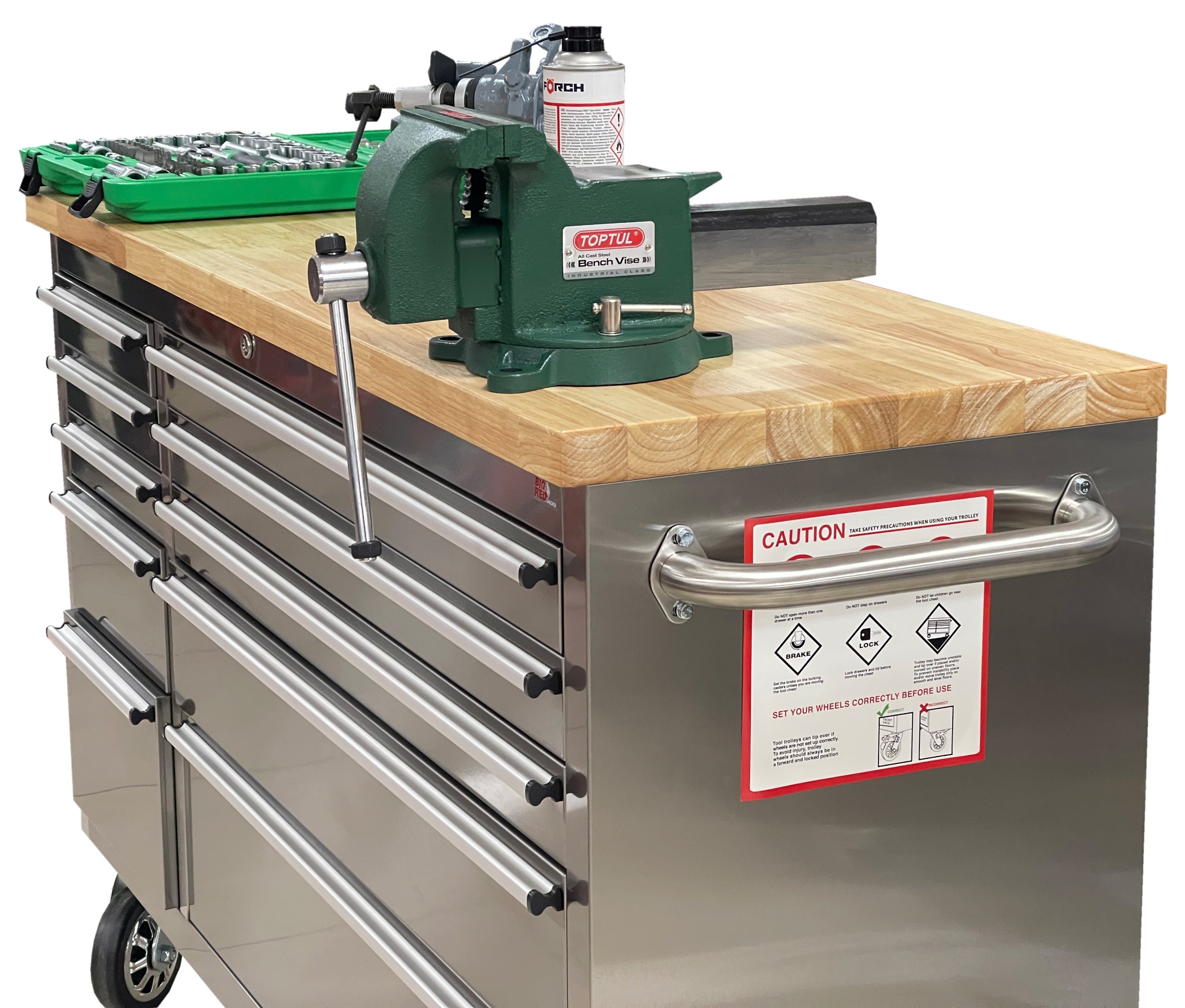 WORKSHOP CABINET PROFESSIONAL TOOL TROLLEY 10 DRAWERS XL TORIN Product width 142 cm