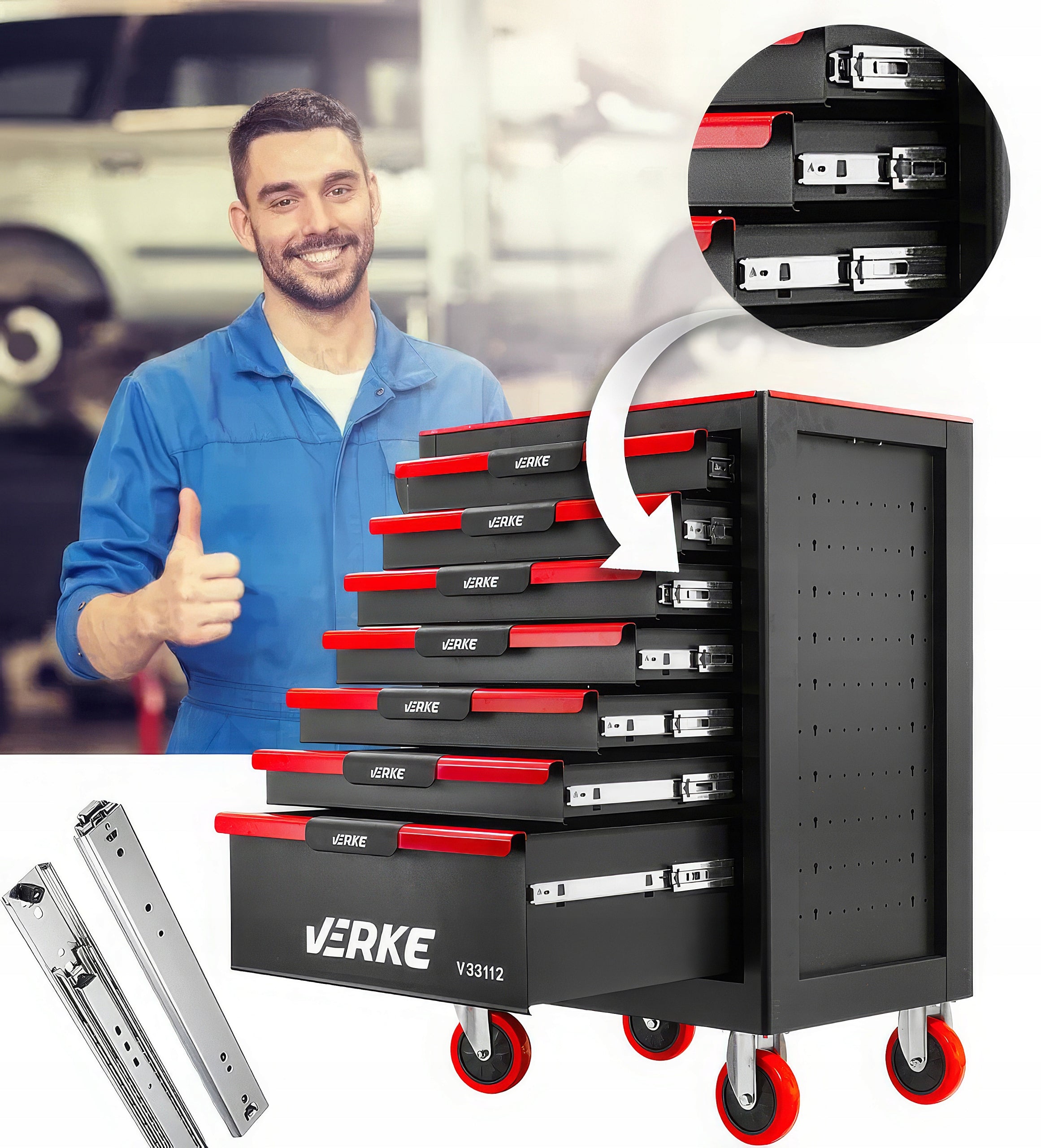 WORKSHOP CABINET SERVICE TOOL CART FOR TOOLS EMPTY 7 DRAWERS Product weight with unit packaging 45 kg