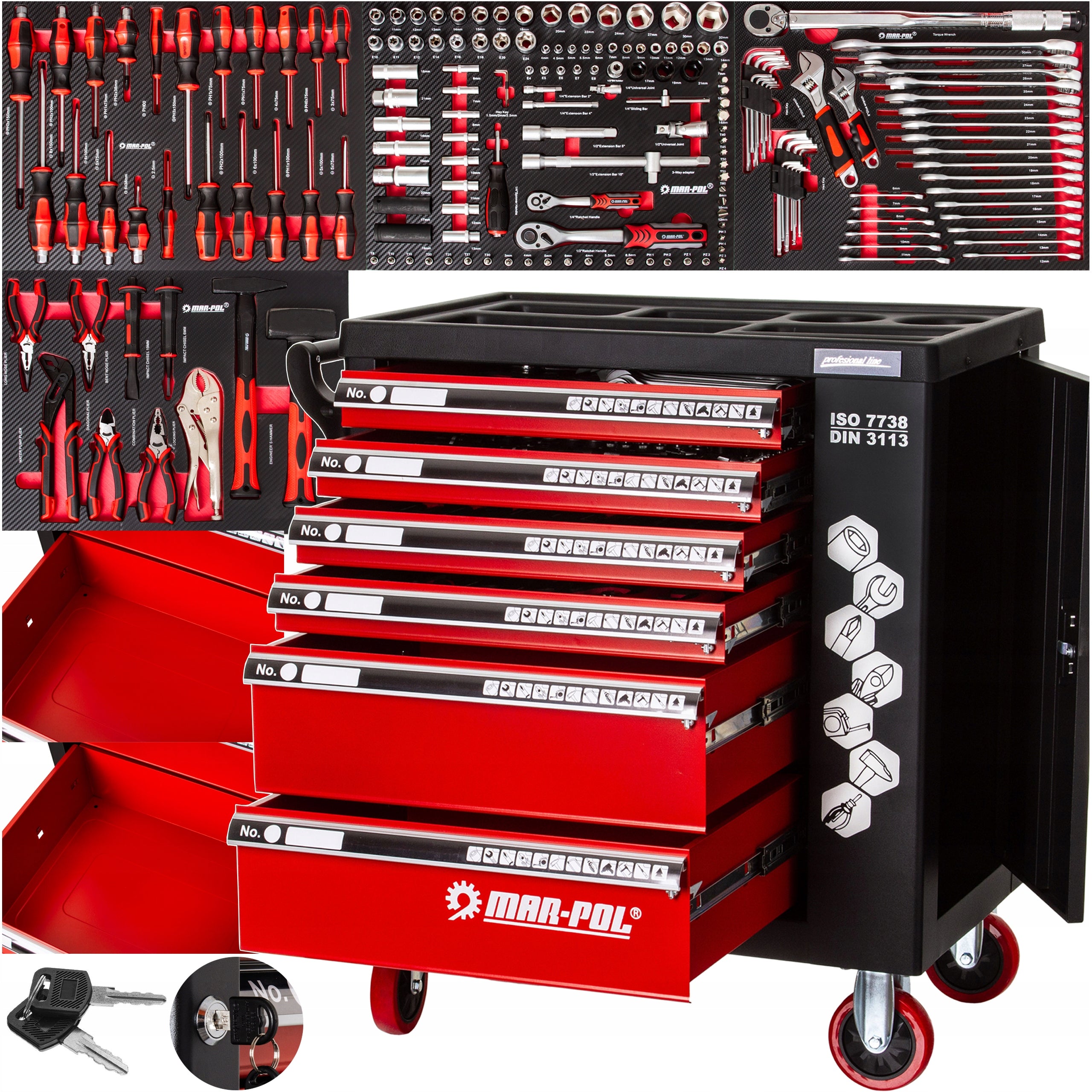 WORKSHOP CABINET SERVICE TROLLEY PREMIUM TOOLS SET 183 EL