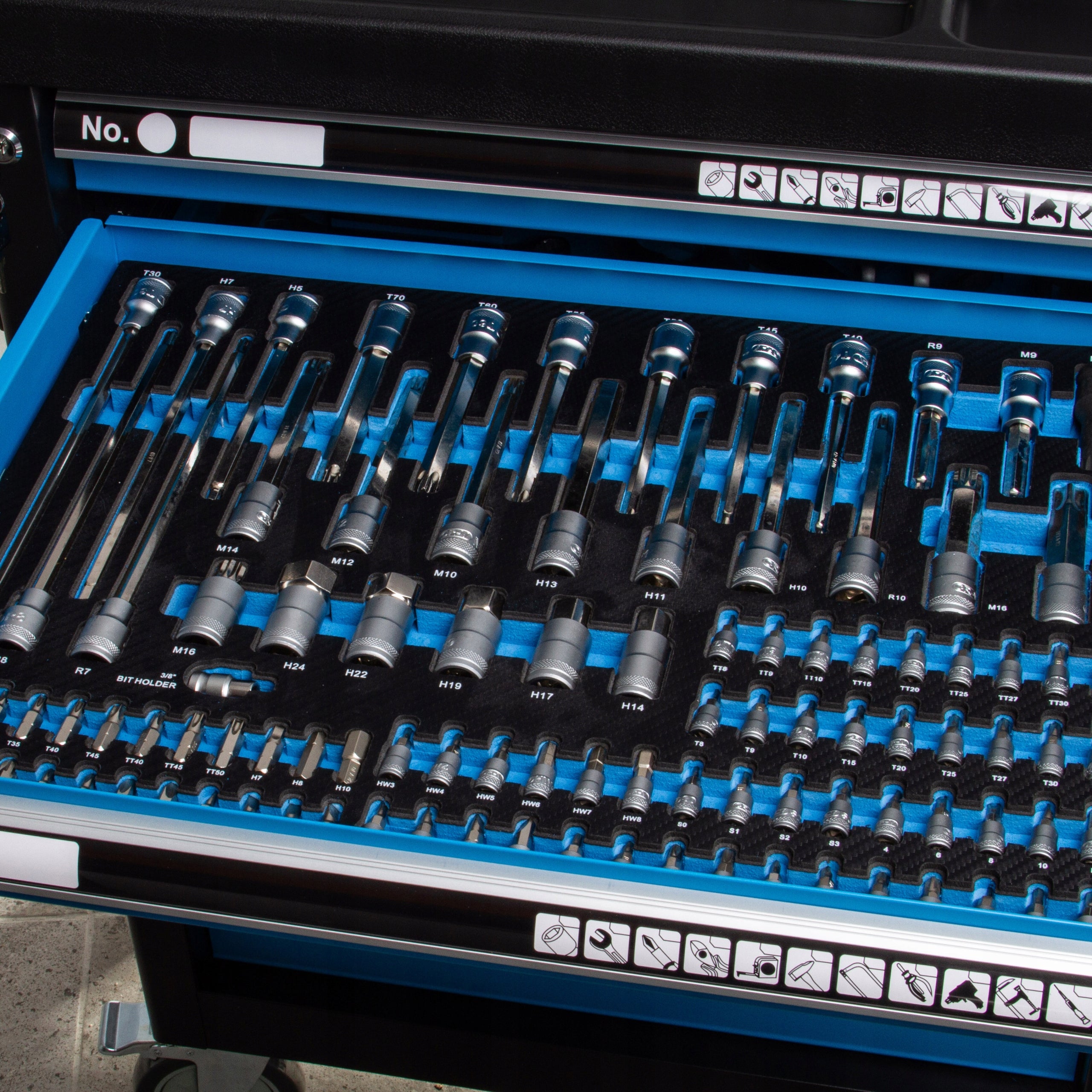 WORKSHOP CABINET SERVICE TROLLEY PREMIUM TOOLS SET 258EL Product height 97 cm