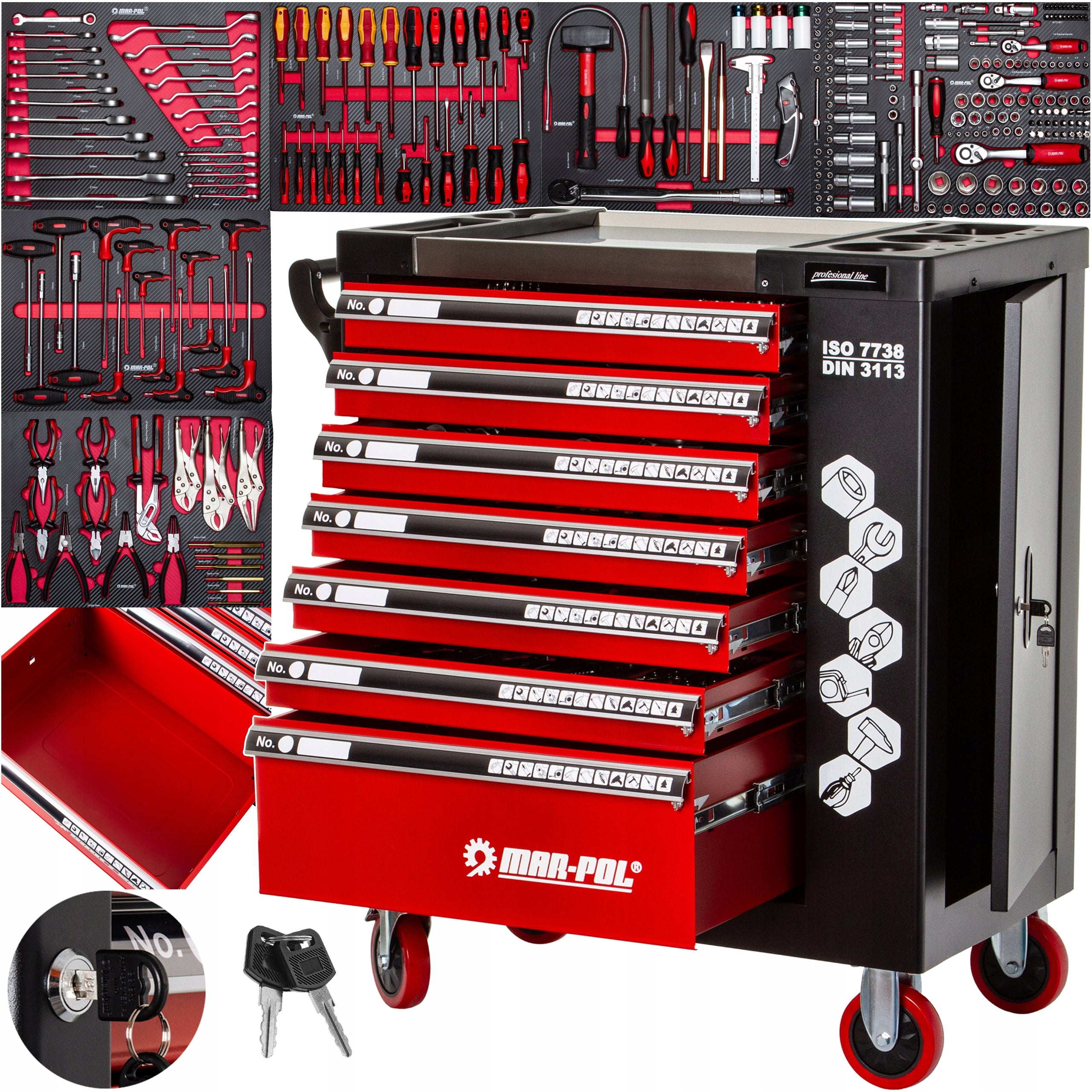 WORKSHOP CABINET SERVICE TROLLEY PREMIUM TOOLS SET 263EL
