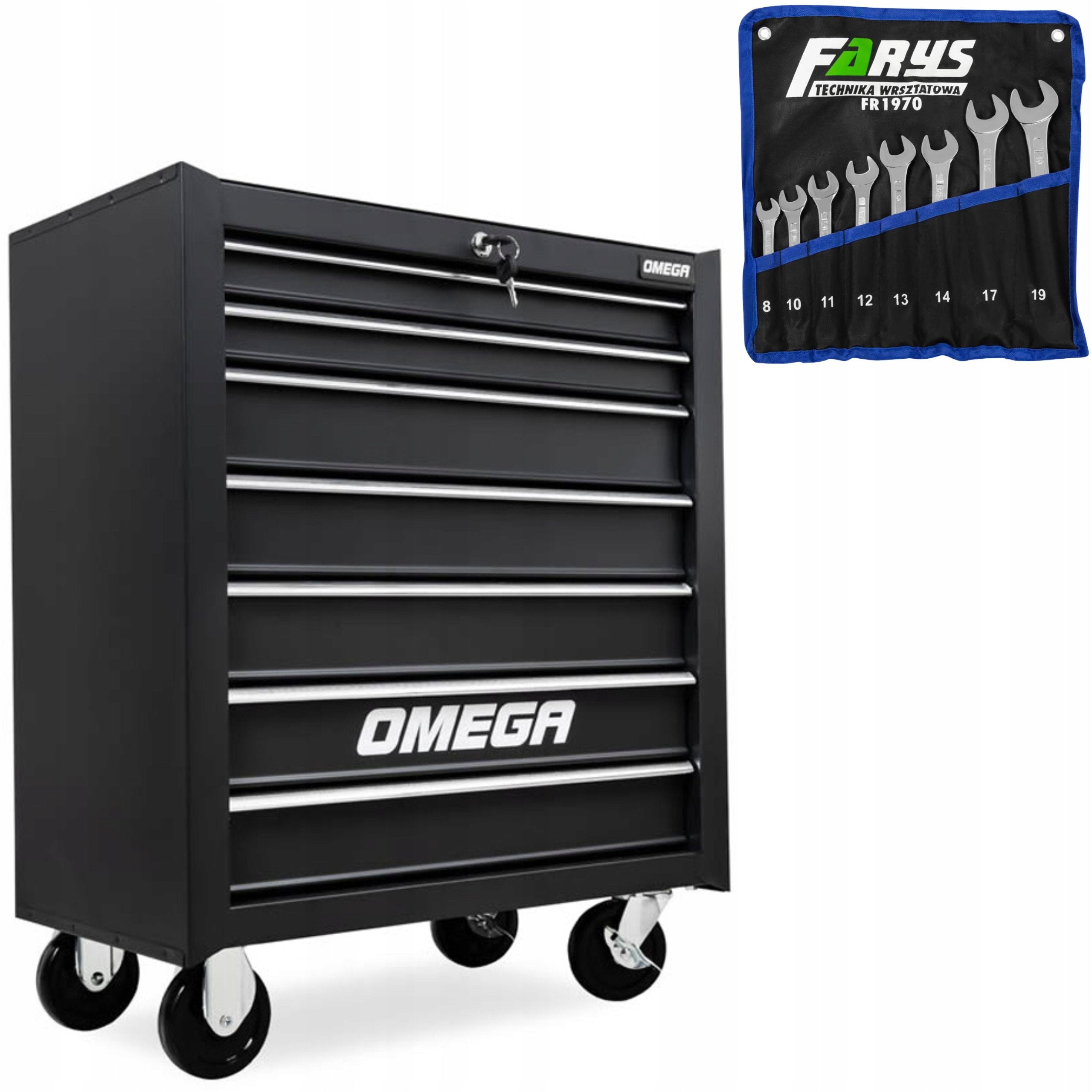 WORKSHOP CABINET TOOL TROLLEY 7 DRAWERS FARYS + KEYS