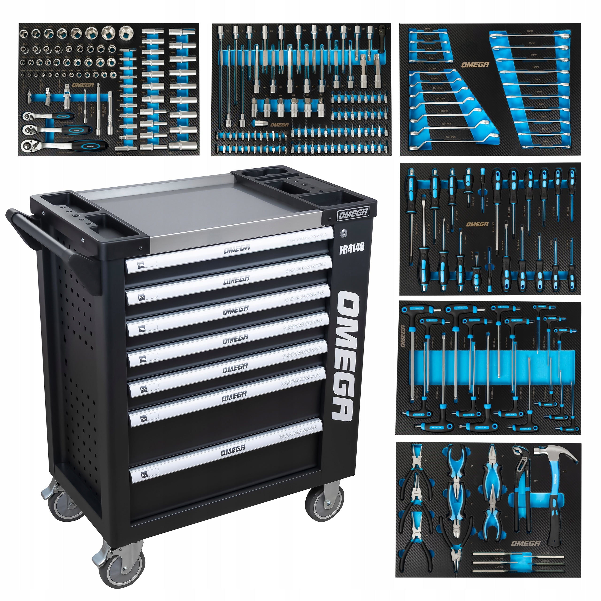 WORKSHOP CABINET TOOL TROLLEY TOOLS KPL 258 el. FR4148